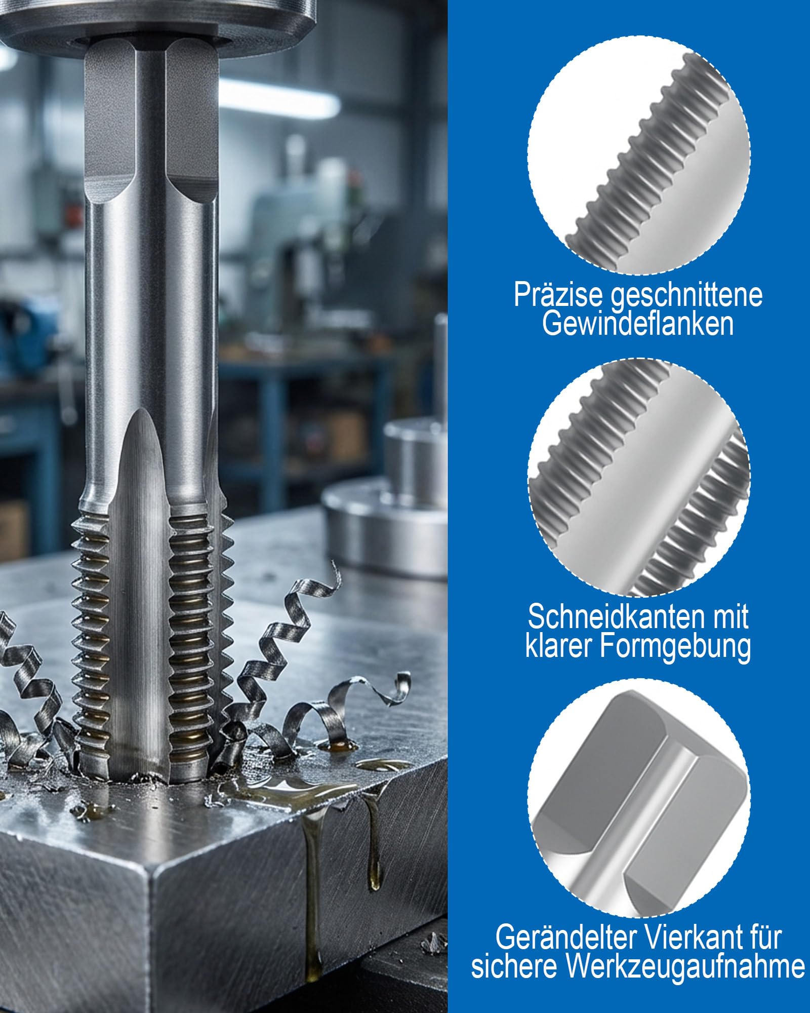 Set di 5 trapani per filettature di tubi BSP: 1/8 pollici, 1/4 pollici, 3/8 pollici, 1/2 pollici, 3/4 pollici filettatura interna ed esterna, utensile di riparazione per tubi metallici con