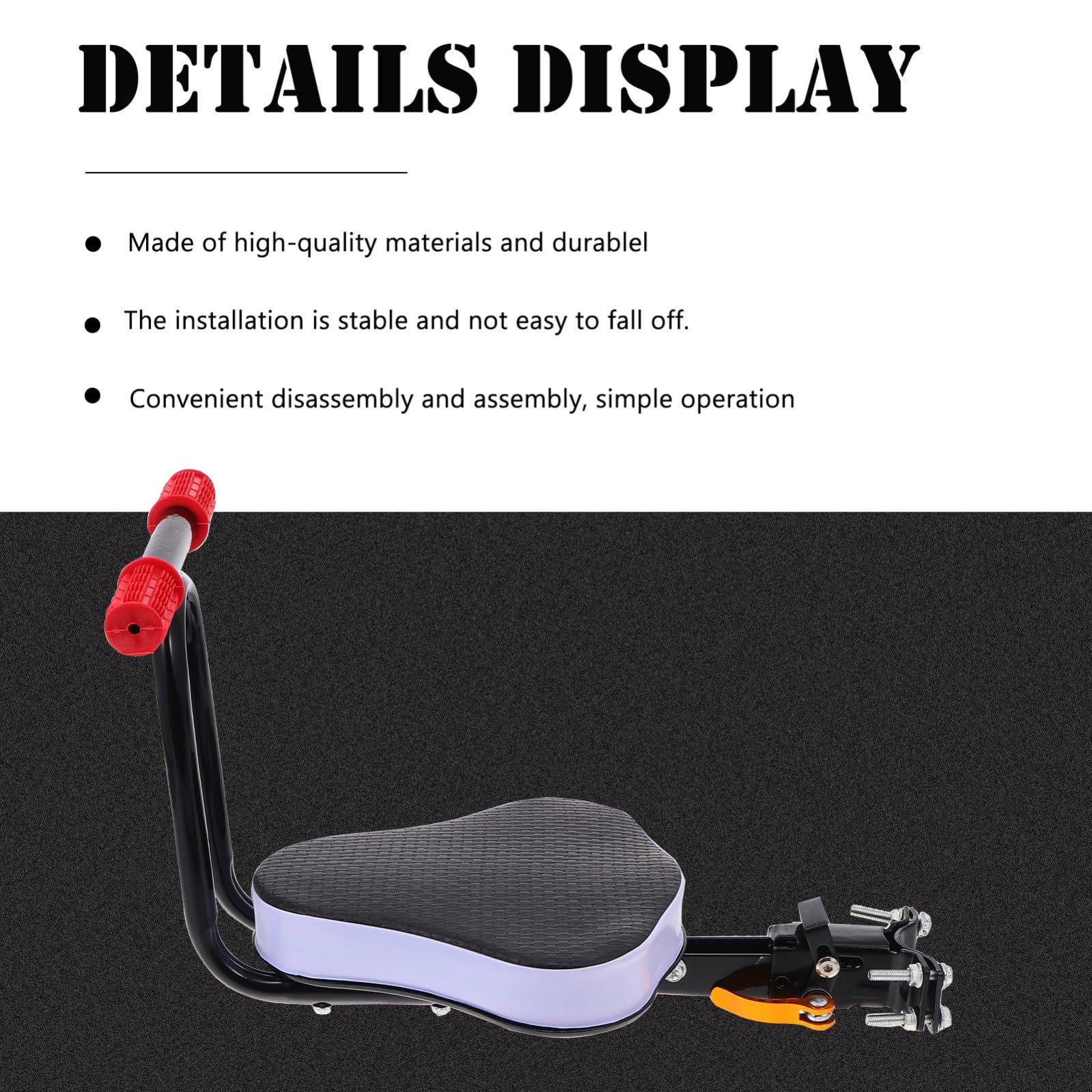 Sedile Ragazzo Ragazza per Bici Elettrica Schienale e Cuscino, Design Semplice e Installazione Sicura per Escursioni e attività Outdoor