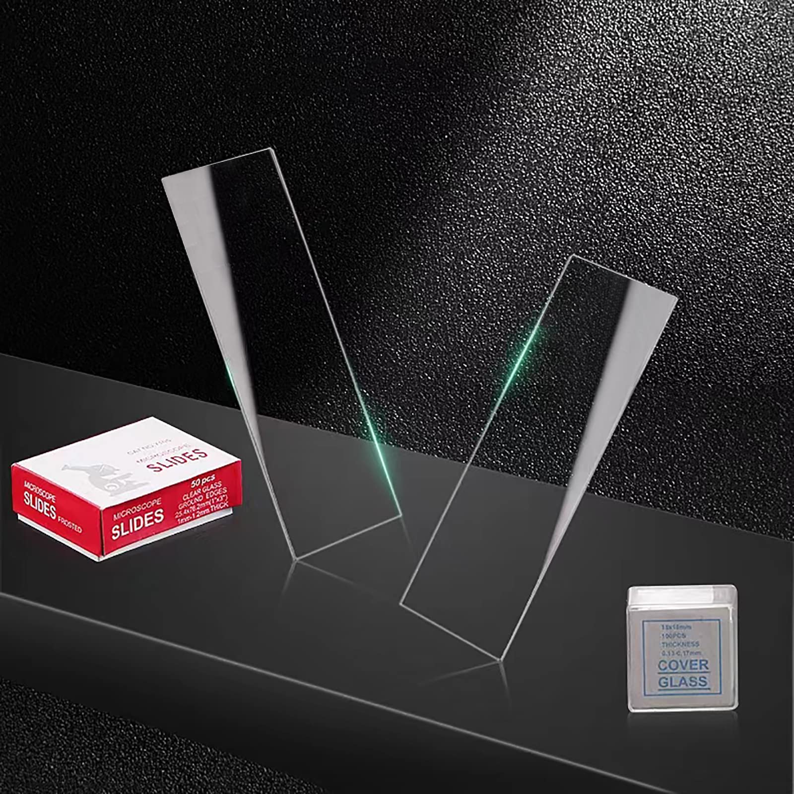50 Pezzi Vetrini Microscopio con Bordo Molato 76x25mm e 100 Pezzi Vetrini Coprioggetto Pre-Puliti 18x18mm per L'educazione Scientifica di Base