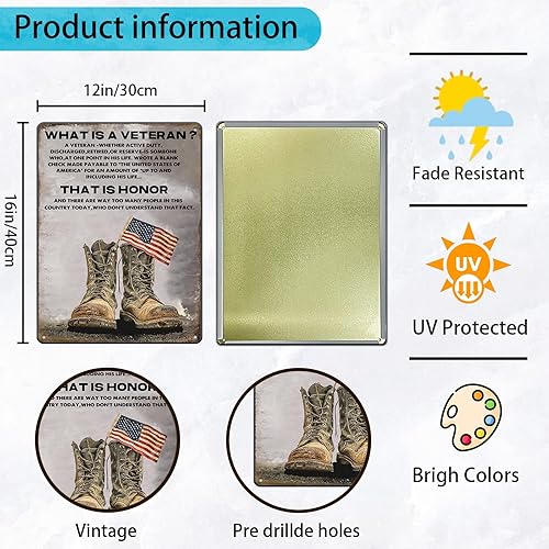 Miniatura 2 de KIYOYO Letreros de lata vintage con texto en inglés "What Is A Veteran", póster de soldado, póster retro divertido de metal, póster vintage para