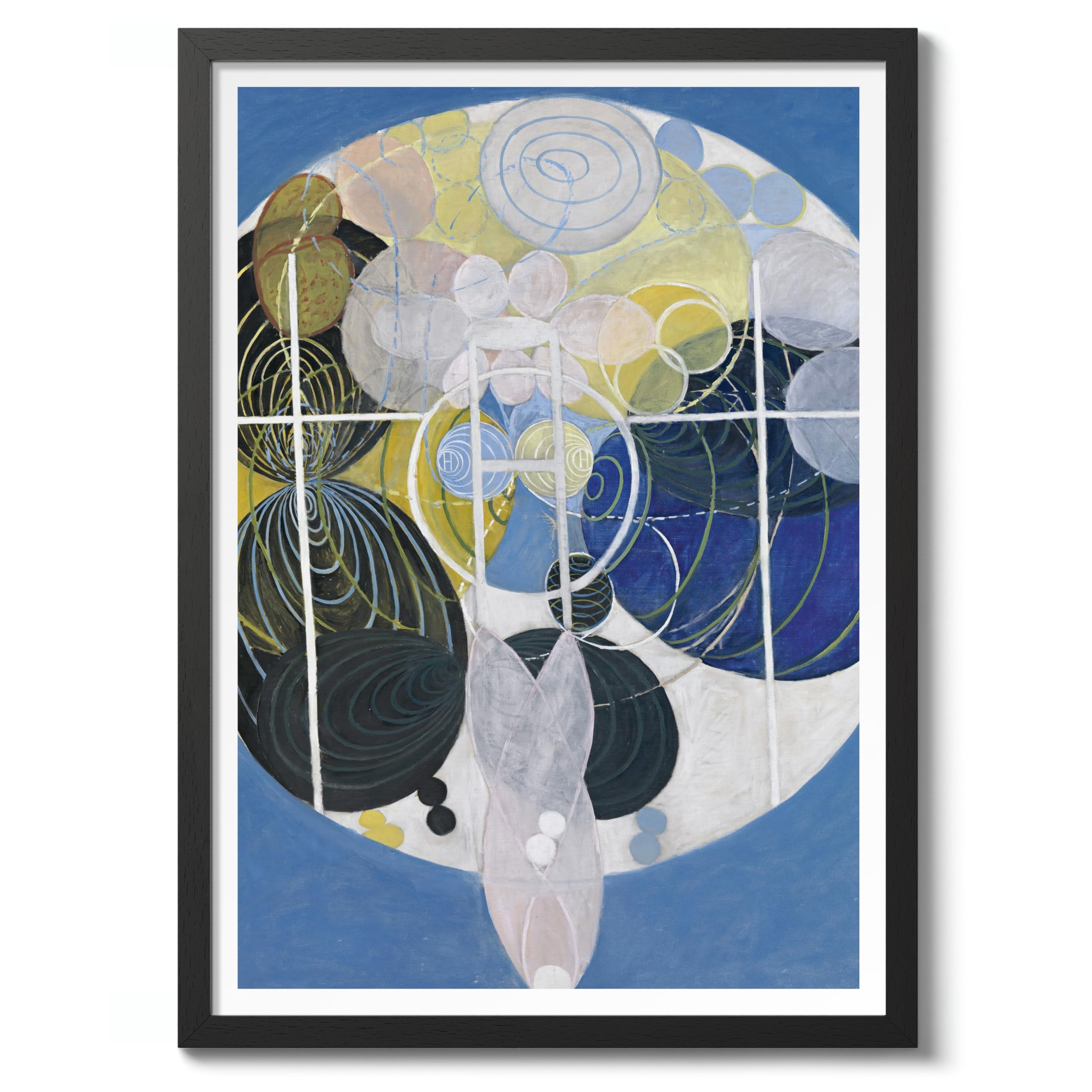 Figure No, 5 Hilma Af Klint Art Print, Modern Art Painting Print, Abstract Geometric Art Exhibition Wall Art, Vintage Home Decor Realism Picture Artwork, A1 (Black Frame) - 86.9x62.4cm