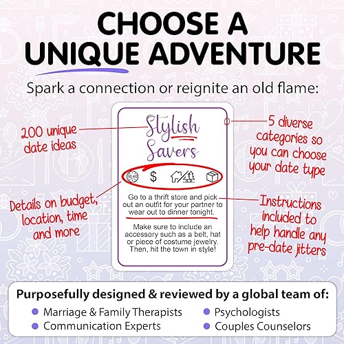 Miniatura 6 de TALKING POINT CARDS 200 ideas perfectas para citas para parejas – Divertido juego de cartas para parejas adultas para citas nocturnas – Disfruta de