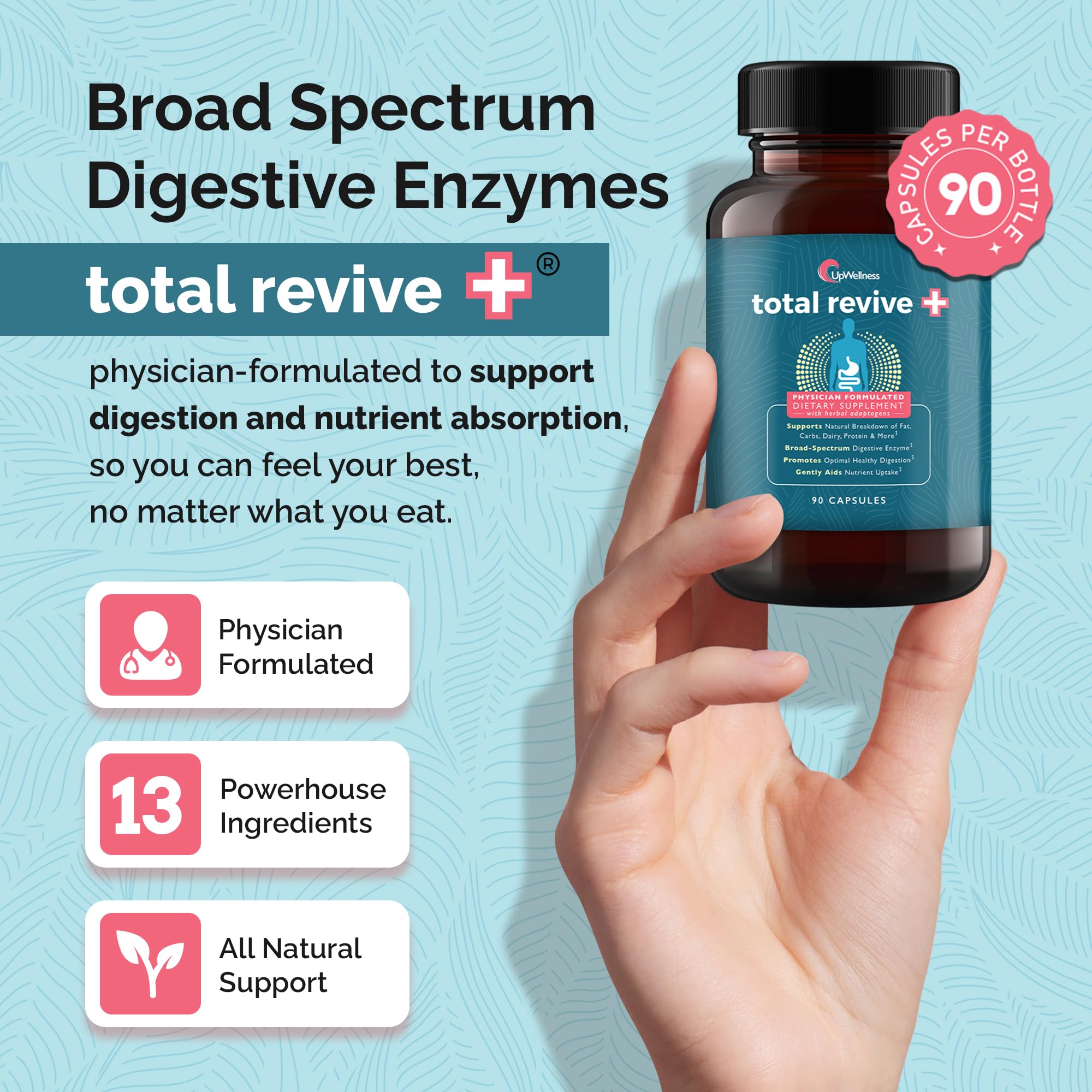 UpWellness Total Revive+ Digestive Enzymes Supplement, 90 Count — Amazon image 3