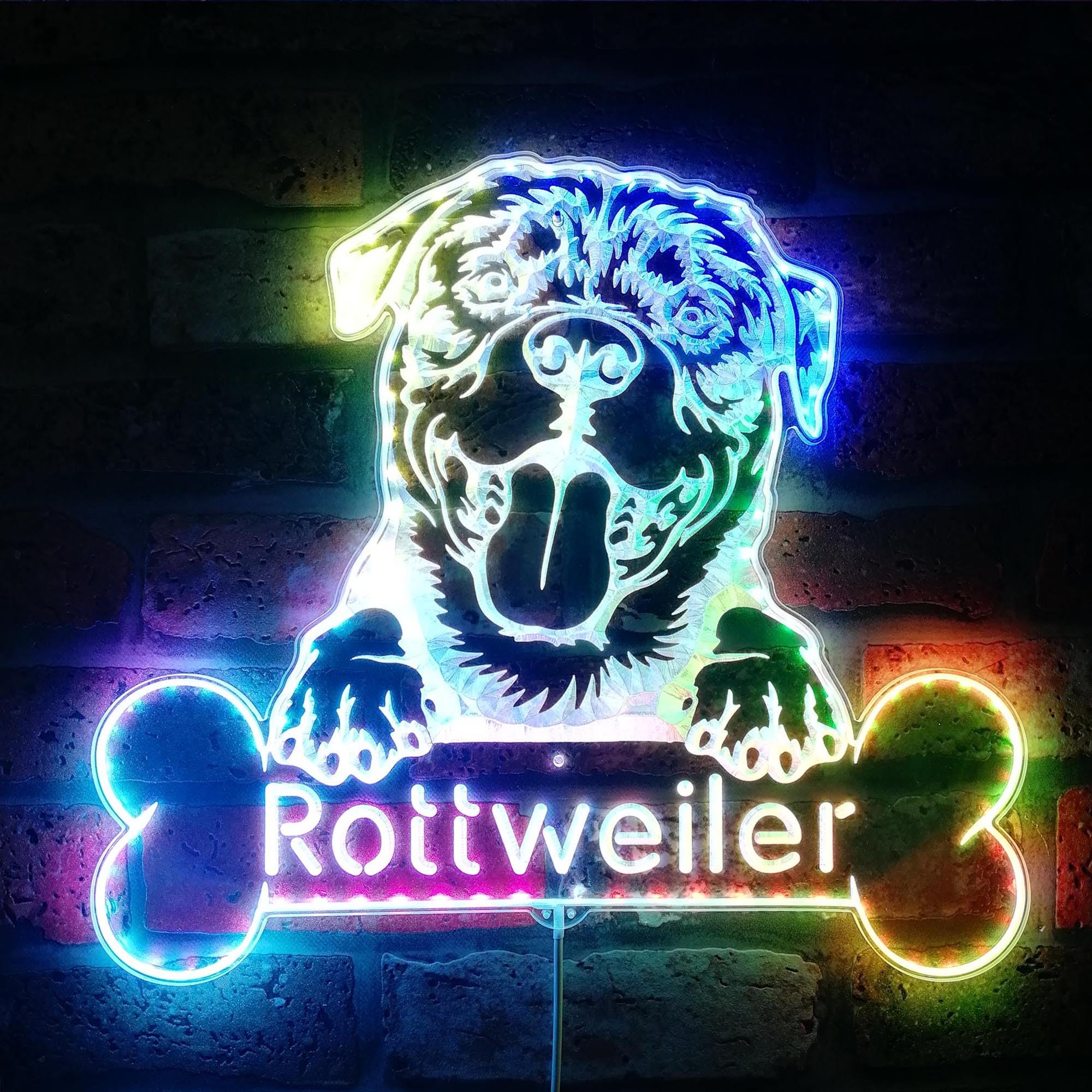 ADVPRO Name Personalize Rottweiler Dog RGB Dynamic Glam LED Sign - Cut-to-Edge Shape - Smart 3D Wall Decoration - Multicolor Dynamic Lighting - st06s43-fnd-p0076-tm