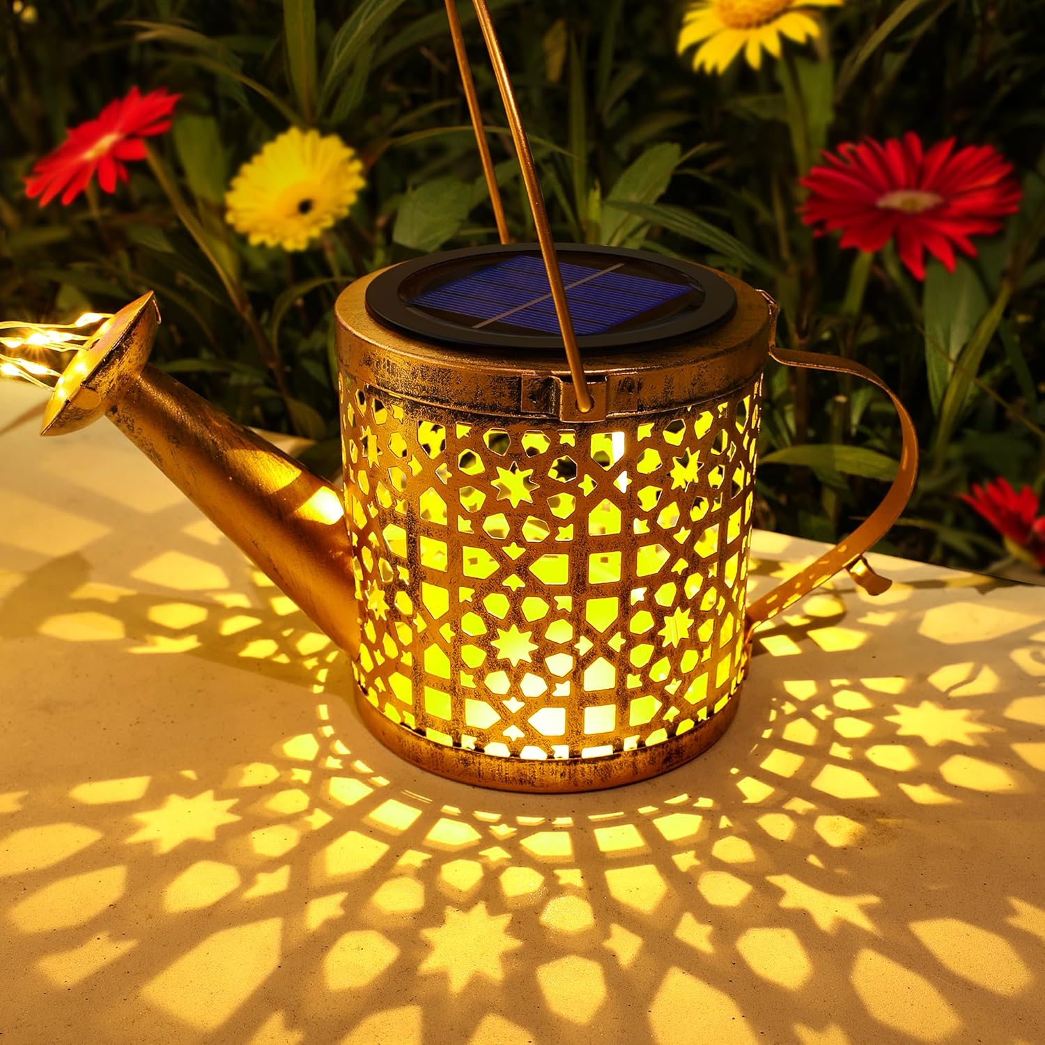 Solar Watering Can Lights Waterproof, Solar Lights Outdoor Decorative Garden Decor Metal Hanging Lights for Outside Patio Pathway Yard, Christmas Birthday Gardening Gifts - Image 2