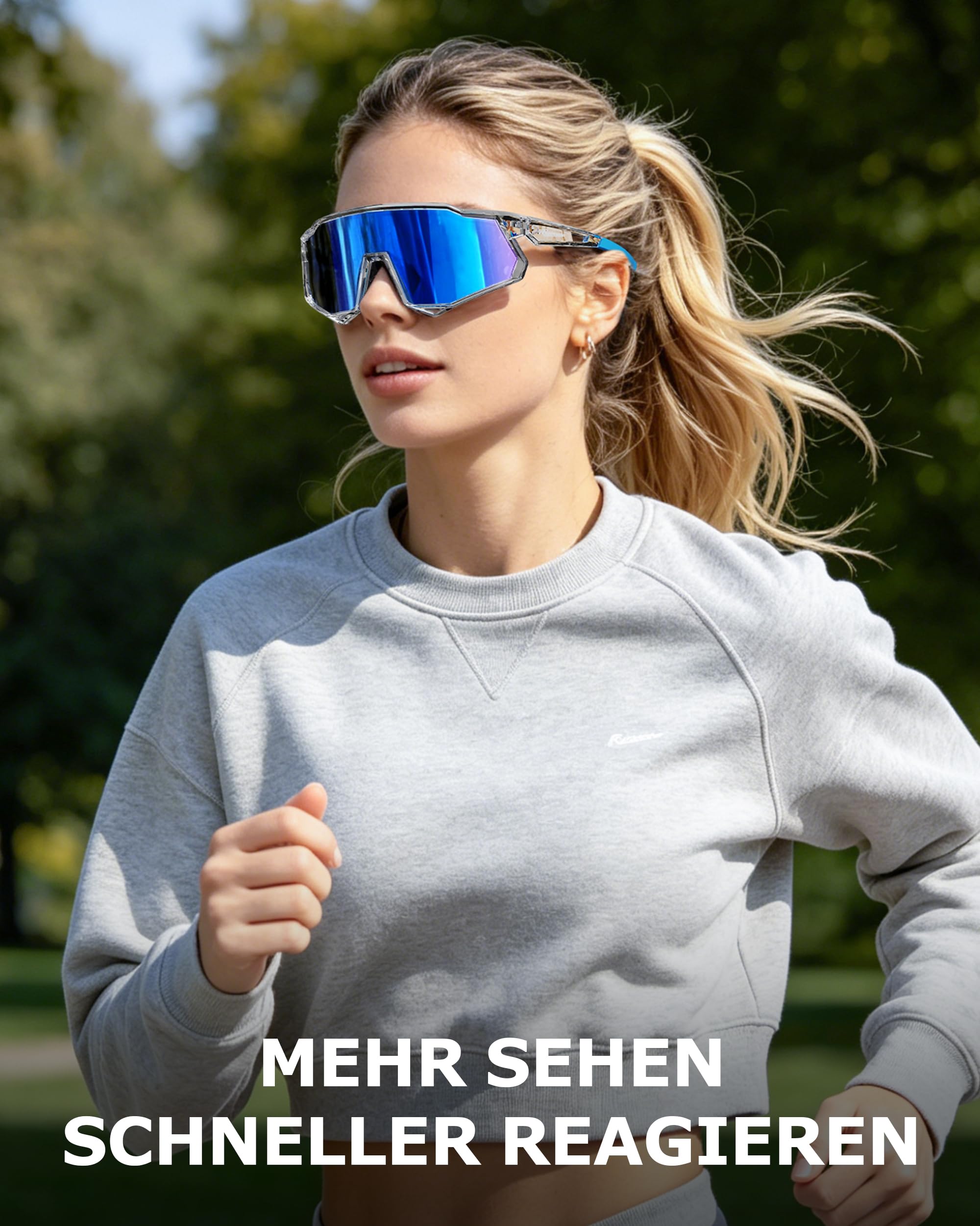 Schnelle Brille Herren, [34G TR-90 Ultraleicht] Fahrradbrille Herren Damen, UV400 Schutz Sportbrille, Voller Rahmenschutz, Verstellbare Nasenpads & Bügel, rennrad brille