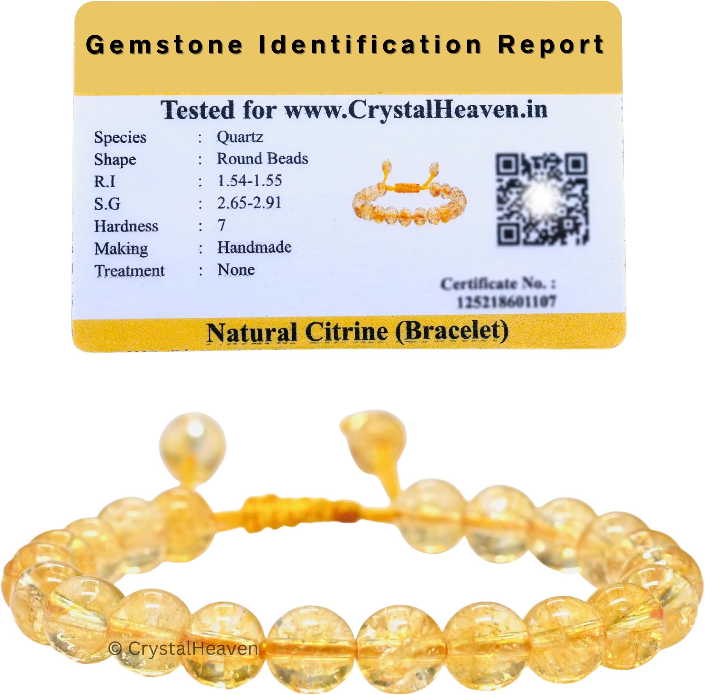 Natural Healing Crystal Bracelet for Women Men - AAA Grade Original Healing Gemstone Adjustable Bracelet for Yoga Reiki Meditation Feng Shui (Citrine)