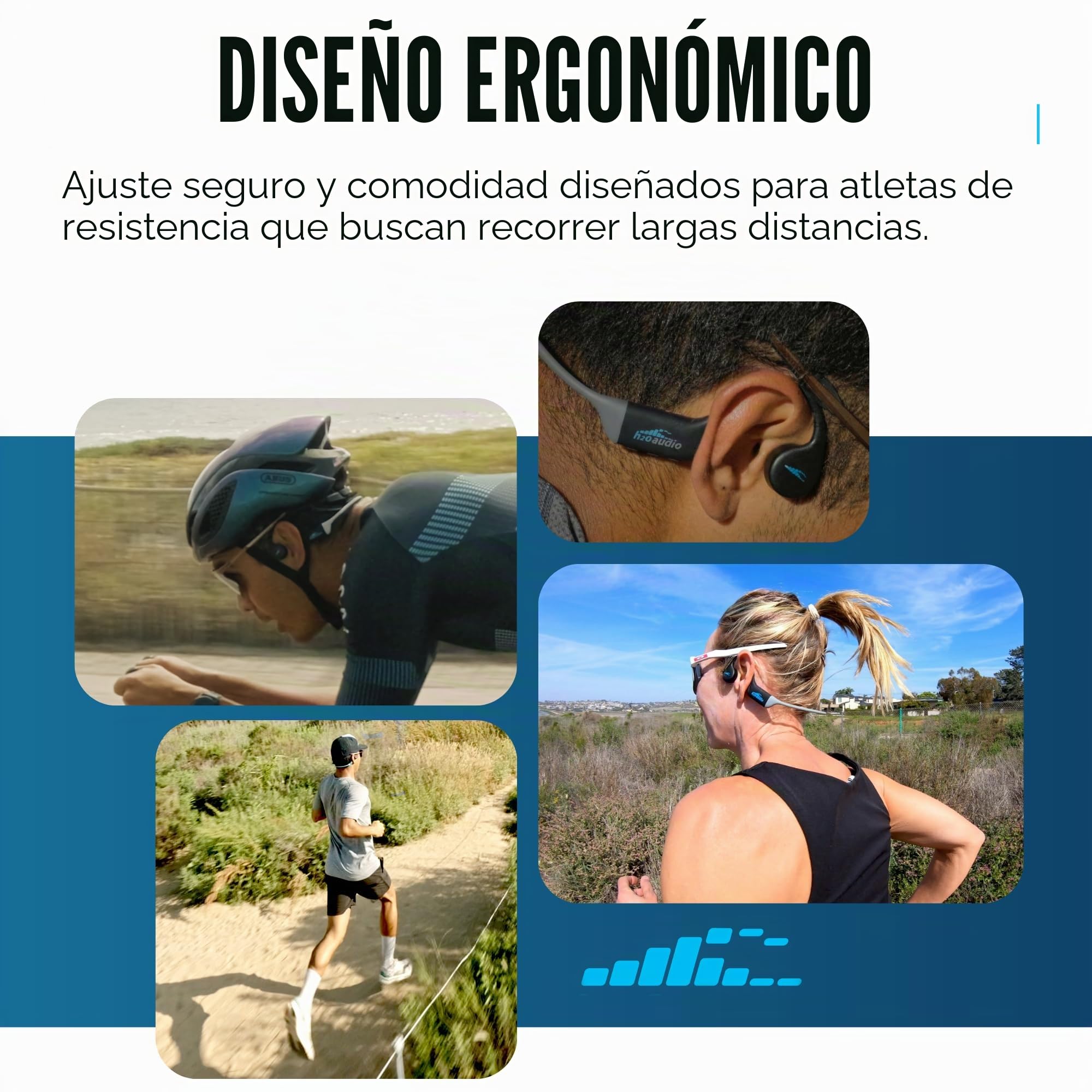 H2O Audio TRI Run - Auriculares de conducción ósea a prueba de sudor para correr, ciclismo y paddling, auriculares deportivos envolventes inalámbricos impermeables IPX8, Bluetooth 5.3