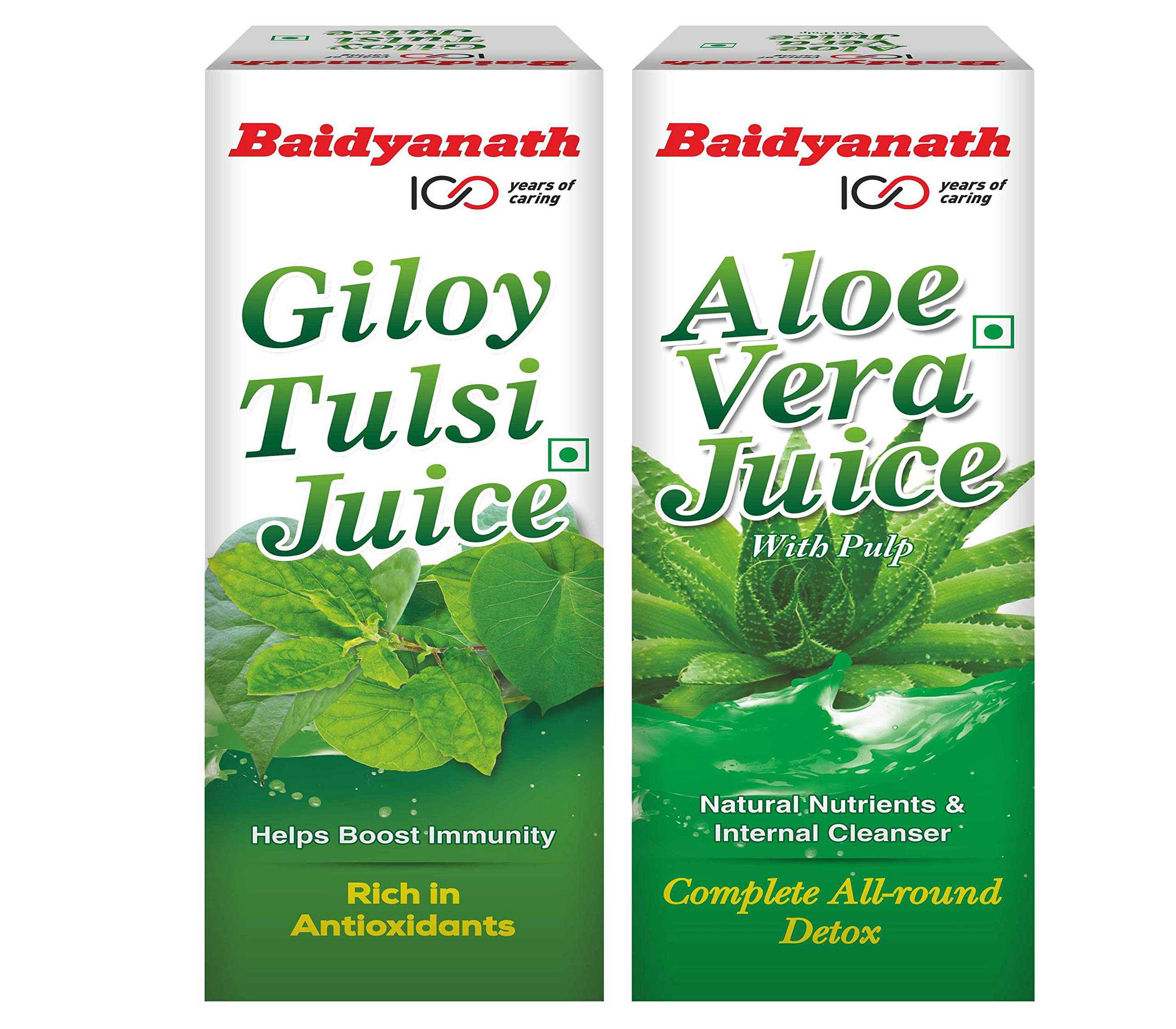 Baidyanath 99.6% Pure Aloe Vera and Giloy Tulsi Juice (with Pulp) – No Added Sugar or Flavor | Source of Natural Nutrients, Boosts Immunity and Digestion -1 L (Each) (B08ZYPD1Z9) Amazon Price History, Amazon Price Tracker