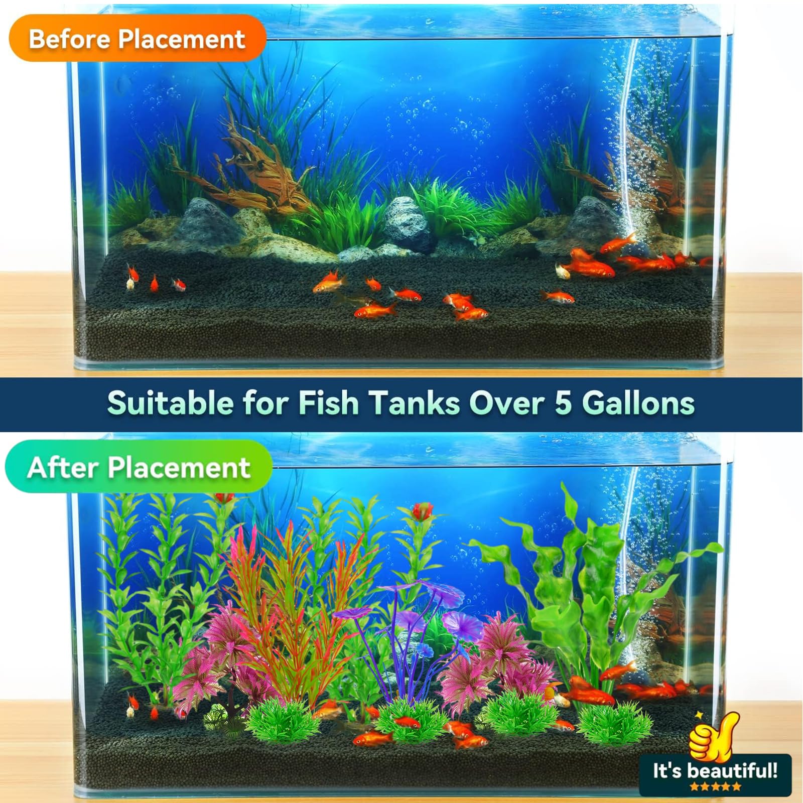 Piante Artificiali Acquario - Set 15 Pezzi Multicolore Per Acqua Dolce
