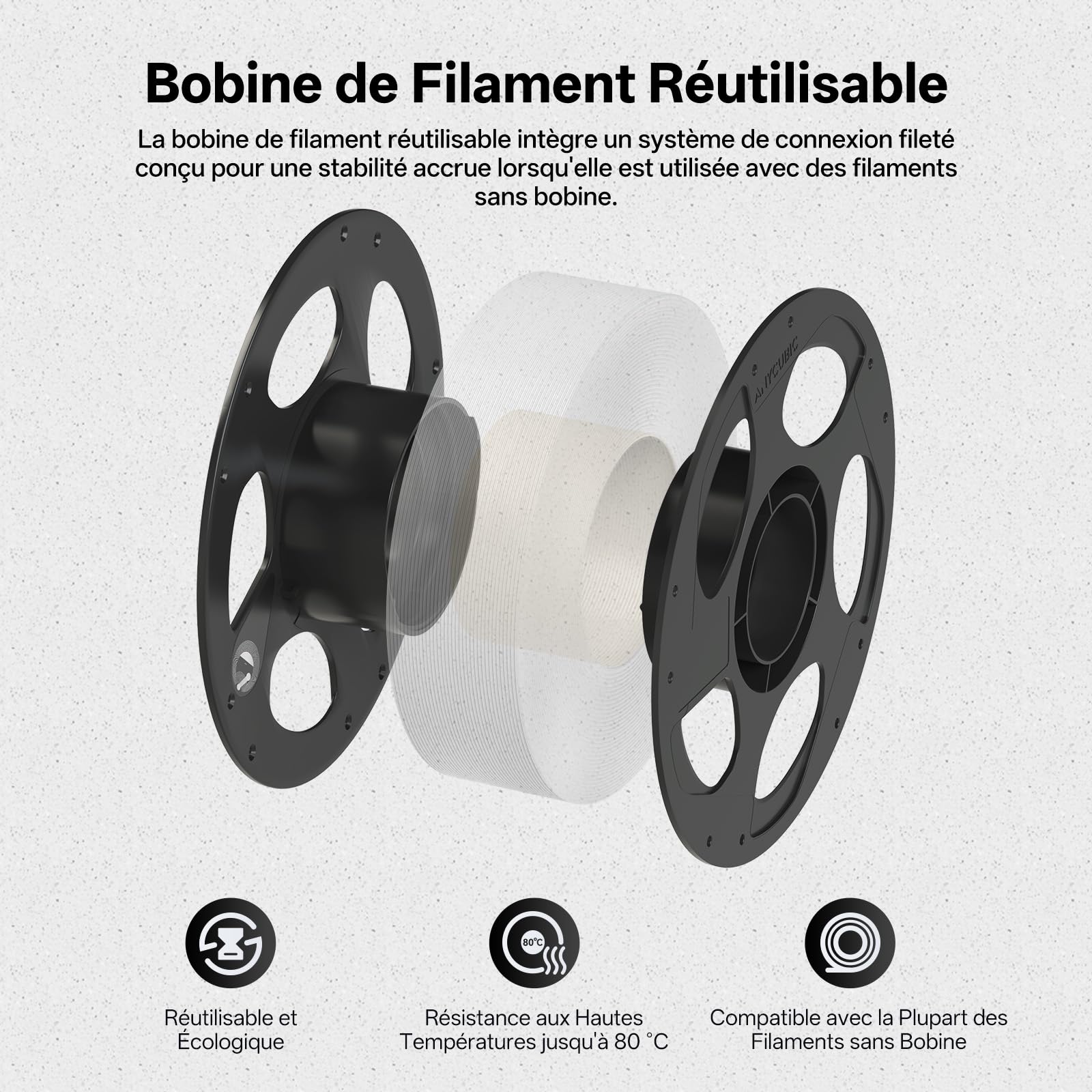 ANYCUBIC Filament PLA Marbre, Filament 3D de 1,75 mm, Lignes de Couches Minimales, Identification Intelligente, Enroulé de Manière Ordonnée, Effet Marbre, Marbre Blanc, 1kg