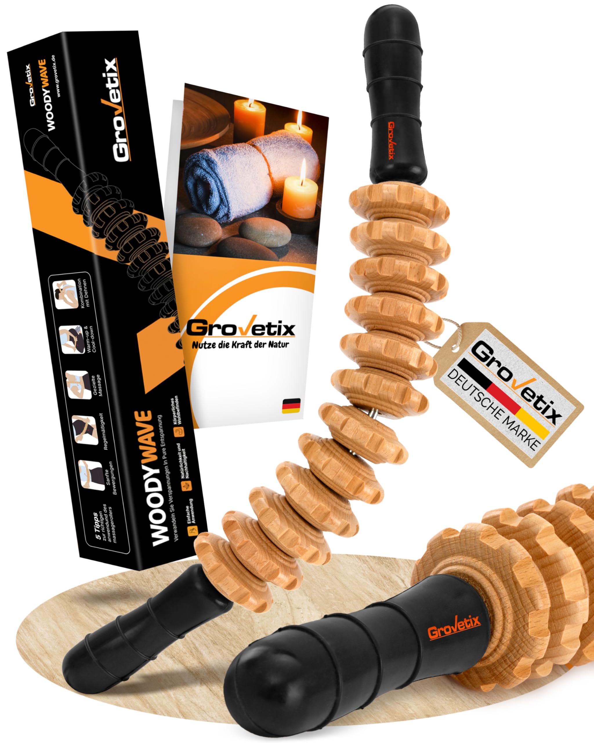 Massageroller Faszienstab aus hochwertigem Buchenholz Faszienrolle holz ideal für eine schonende und gleichzeitig effektive Massage
