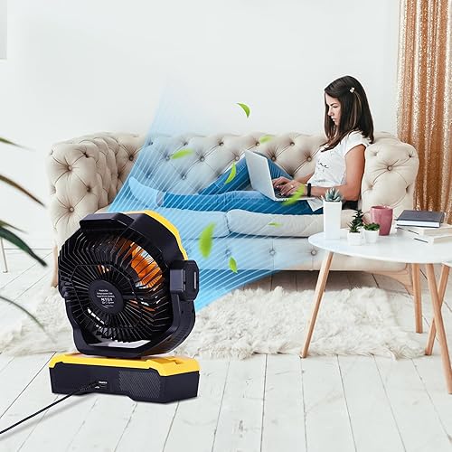 Miniatura 7 de Ventilador a batería, potente flujo de aire, funciona con pilas, ventilador circulador de aire para dormitorio, silencioso y oscilante automático de