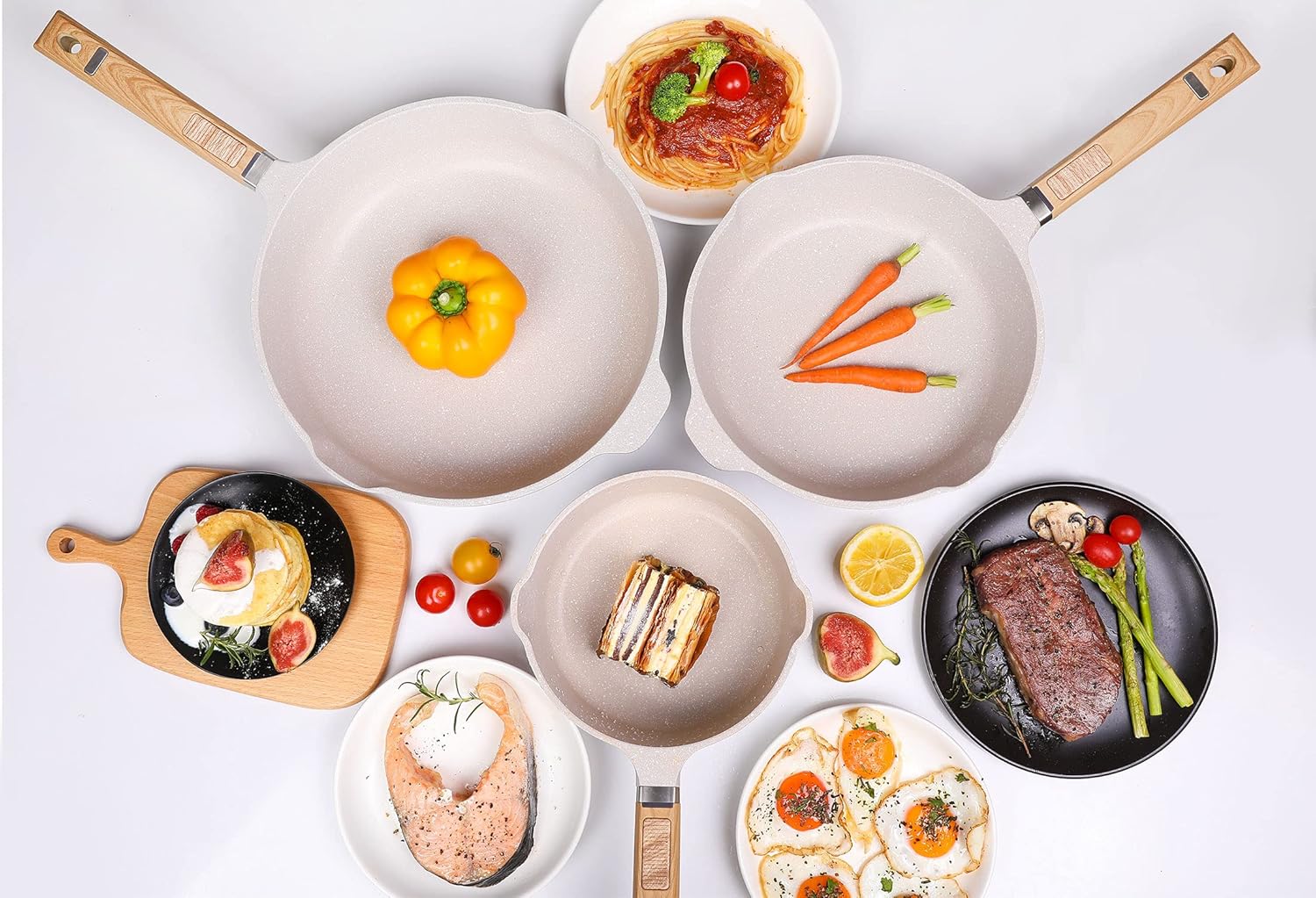 Cookware Set - VONIKI Pots and Pans Set Nonstick Cooking Pots and Pans Set with Lids, Ceramic Cookware Sets with Frying Pan, Stockpot and Saucepan, Induction Compatible Pans for Cooking 16 Pieces: Home & Kitchen