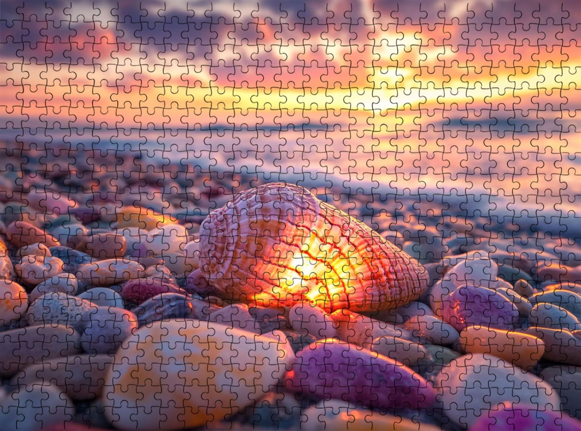 Puzzle 4000 Pezzi Classici, Puzzle spiaggia conchiglia 141 x 87 cm, Gioco Educativo e Antistress in Legno con Poster Incluso, Ttività DIY per Famiglia, Regalo per Appassionati, Decor Parete, f0-268