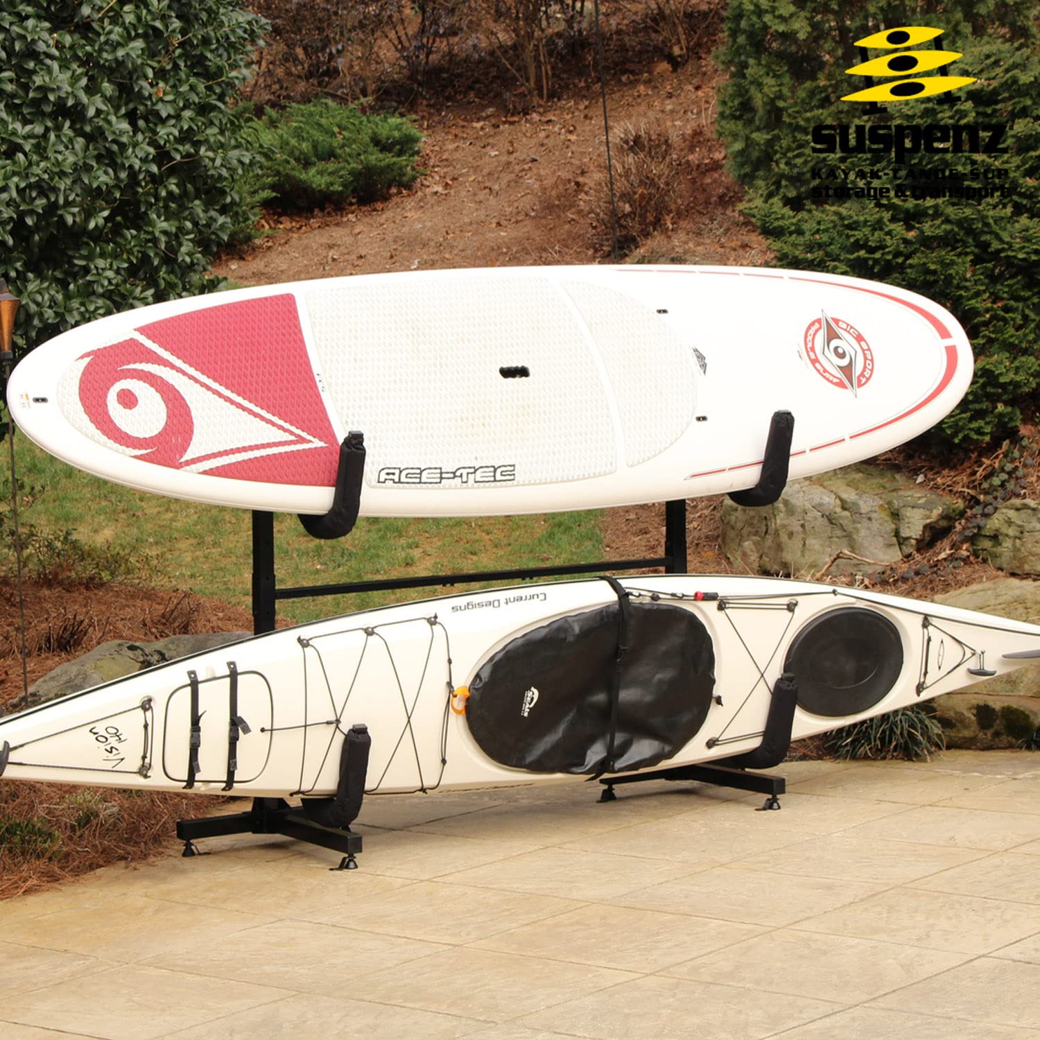 Suspenz TieYak Kayak Storage Rack, Indoor Outdoor Heavy