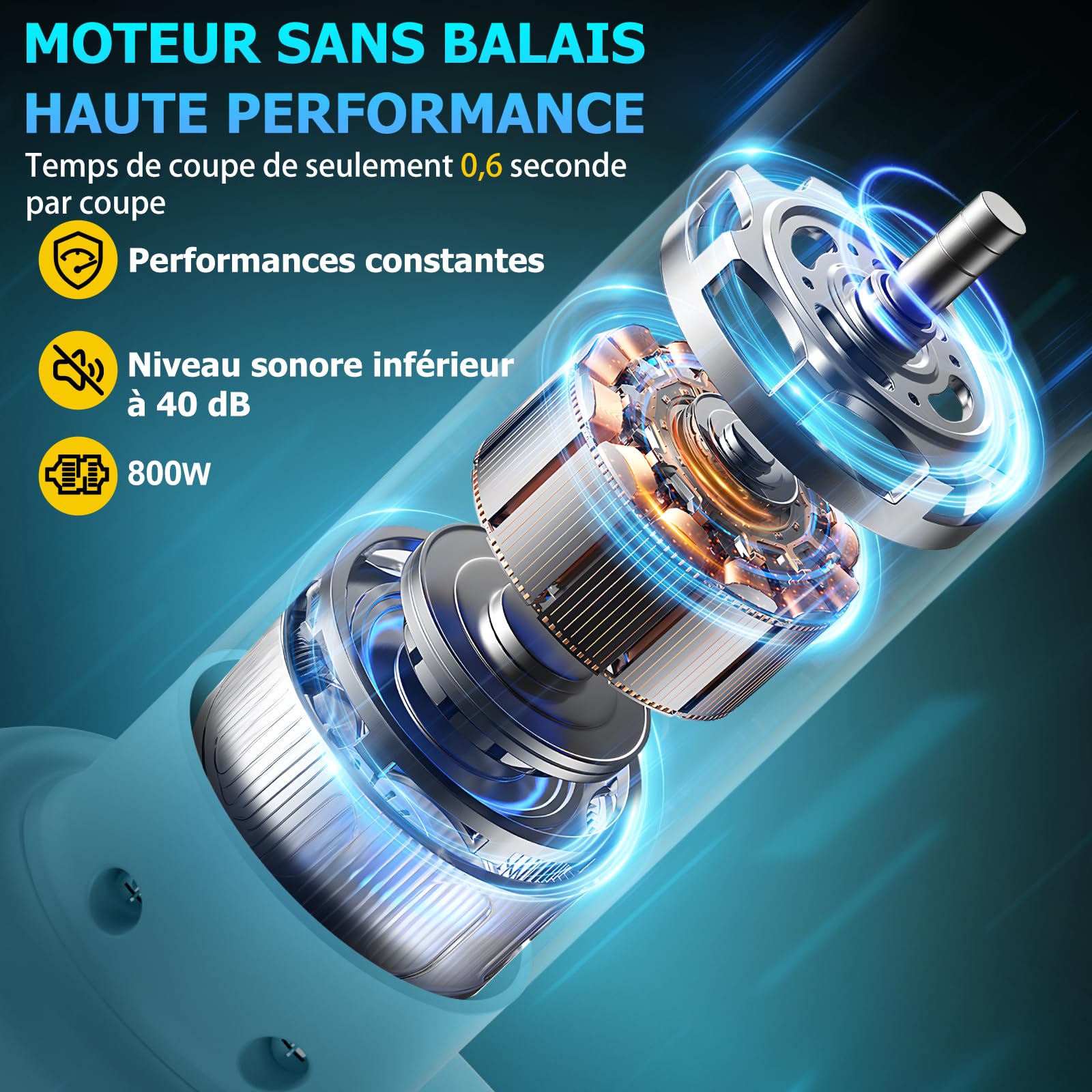 Sécateur Électrique Sans Fil Professionnel 33mm 2x2000mAh 21V Batteries, Lames SK7 Remplaçables pour Jardinage, Verger, Ferme