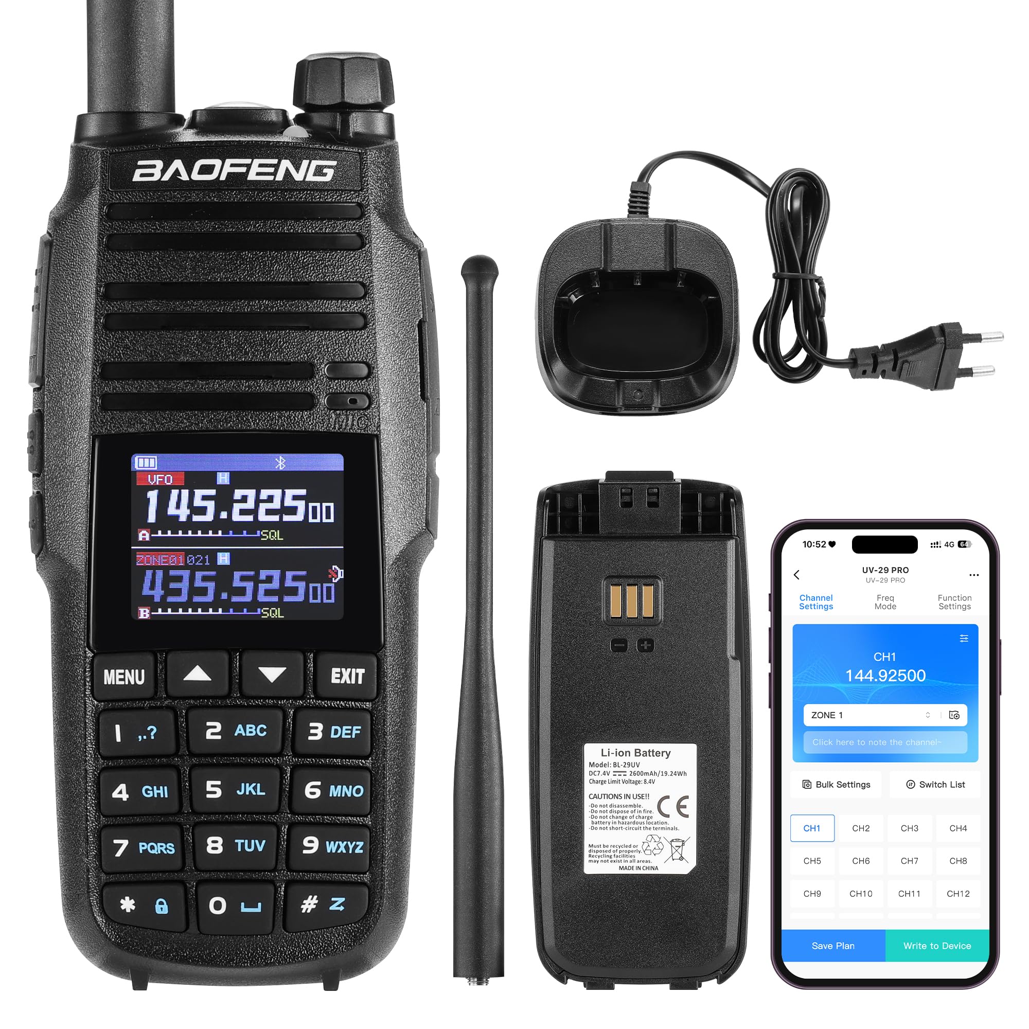 BAOFENG UV-29 Pro Radio Amateur 10W Bi-Bande VHF/UHF, Répéteur Cross-Band