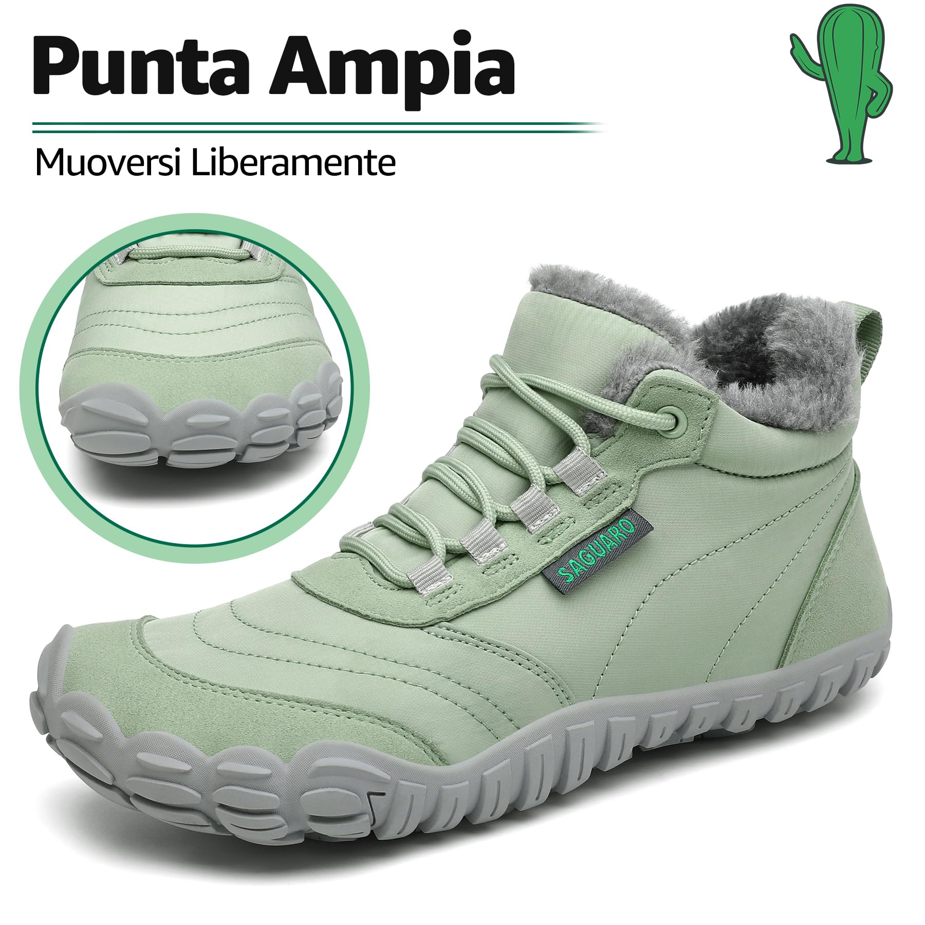 SAGUARO Barefoot Scarpe Invernali Caldo Stivali Neve per Uomo Donna,Gr.36-48