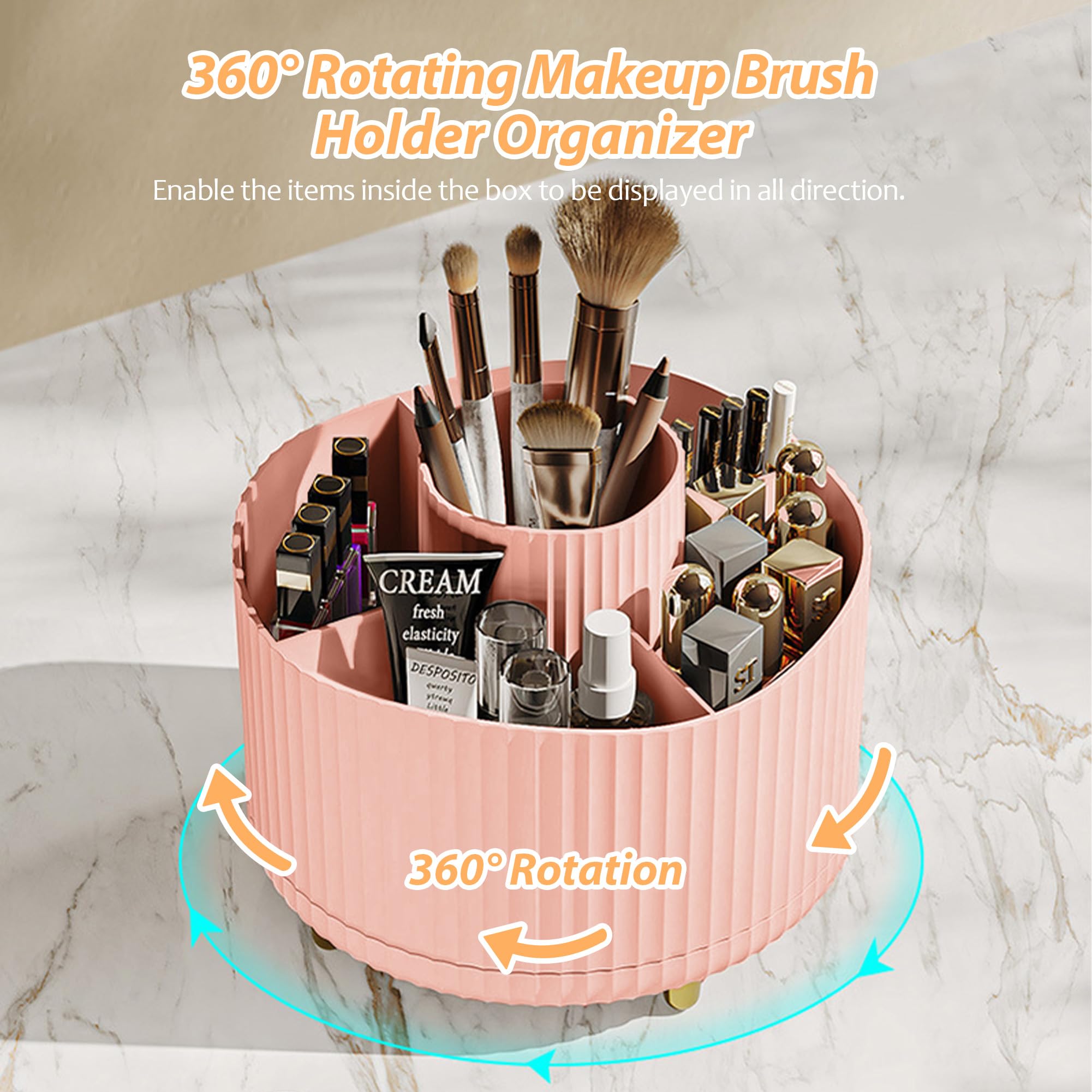 Aeetial Kosmetik-Organizer Drehbar – Für Make-up-Pinsel, Stifte, Schmuck, Badezimmer & Schreibtisch (Rosa)