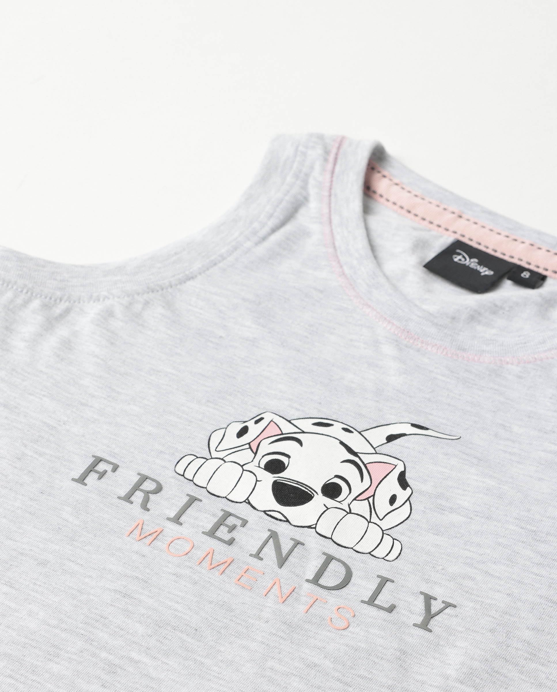 Disney Pijama niña Verano algodón - Pijama sin Mangas Dalmatians para niña – pantalón Corto con Cinturilla elástica Estampado – Tejido Suave al Tacto, Gris Jaspe - Talla 8 años