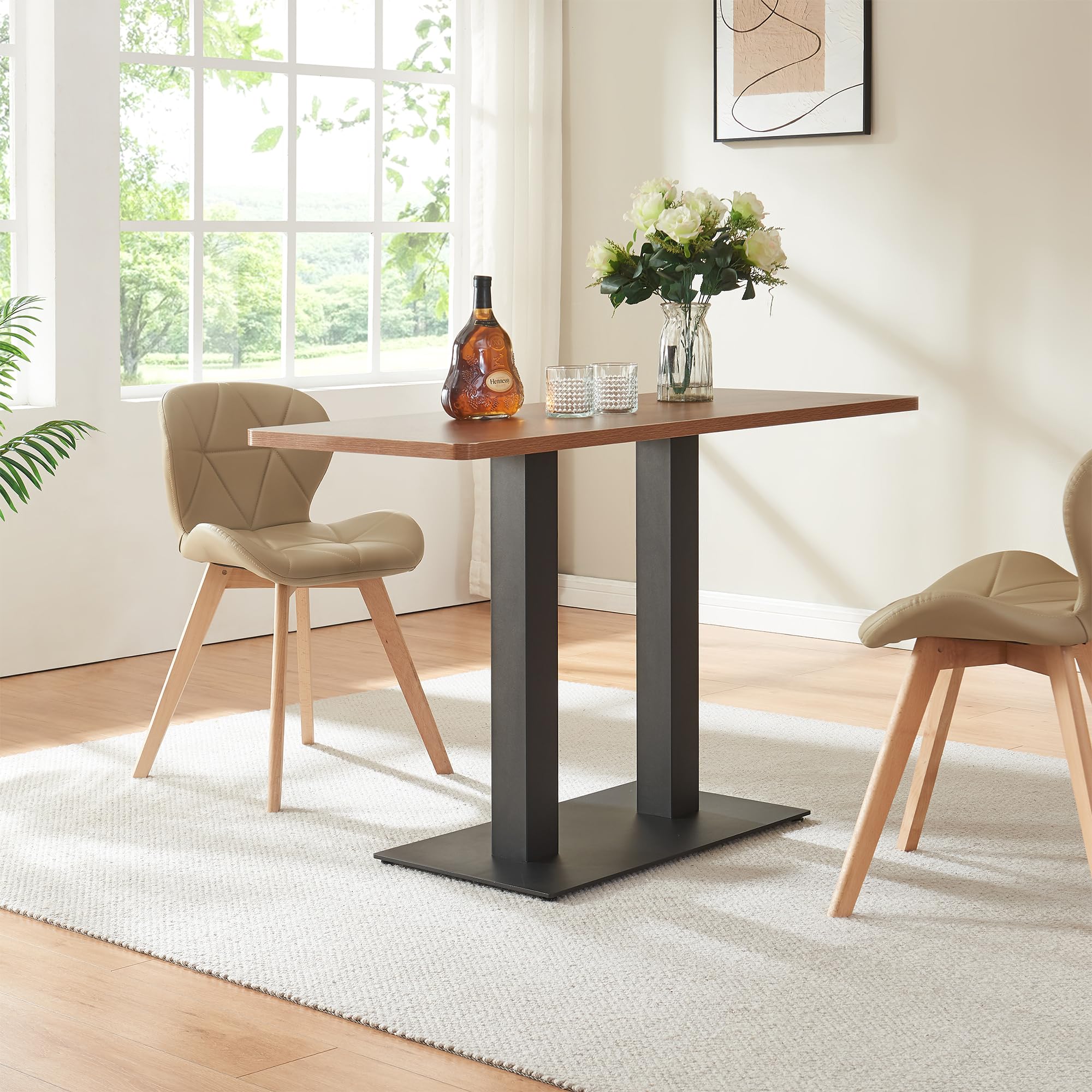 [en.casa] Armazón de Mesa con 2 Pies Pata para Mesa de Comedor Vadejord DIY Patas para Muebles Escritorio Salón Cocina con Tornillos de Fijación Ajustables Acero 70x40x73cm - Negro
