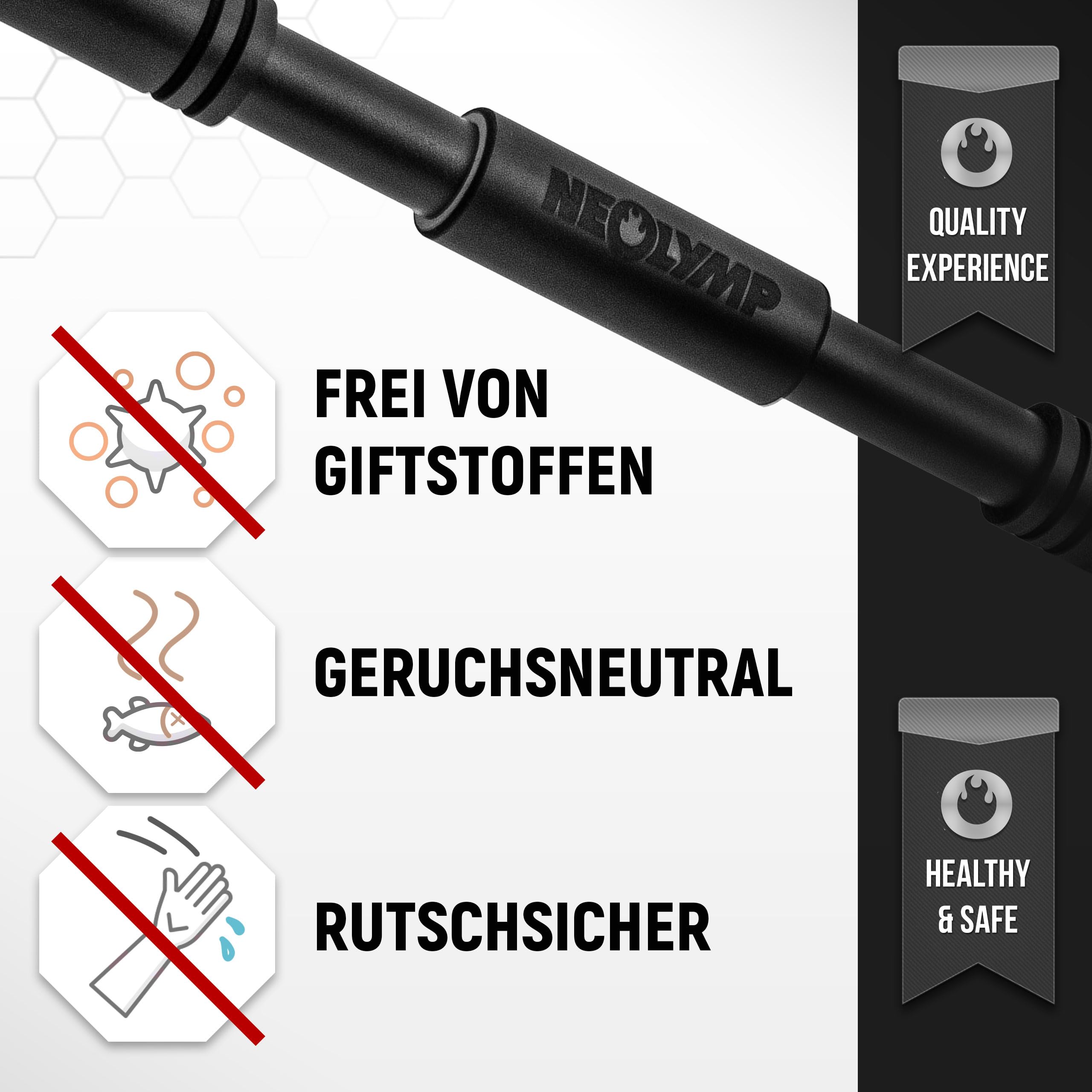 NEOLYMP Türreck Klimmzugstange ohne Schrauben mit Pull Up Bar E-Book - Verstellbare Klimmzugstange von 70-100 cm mit Gewindestange für sicheren Halt bis 200 kg
