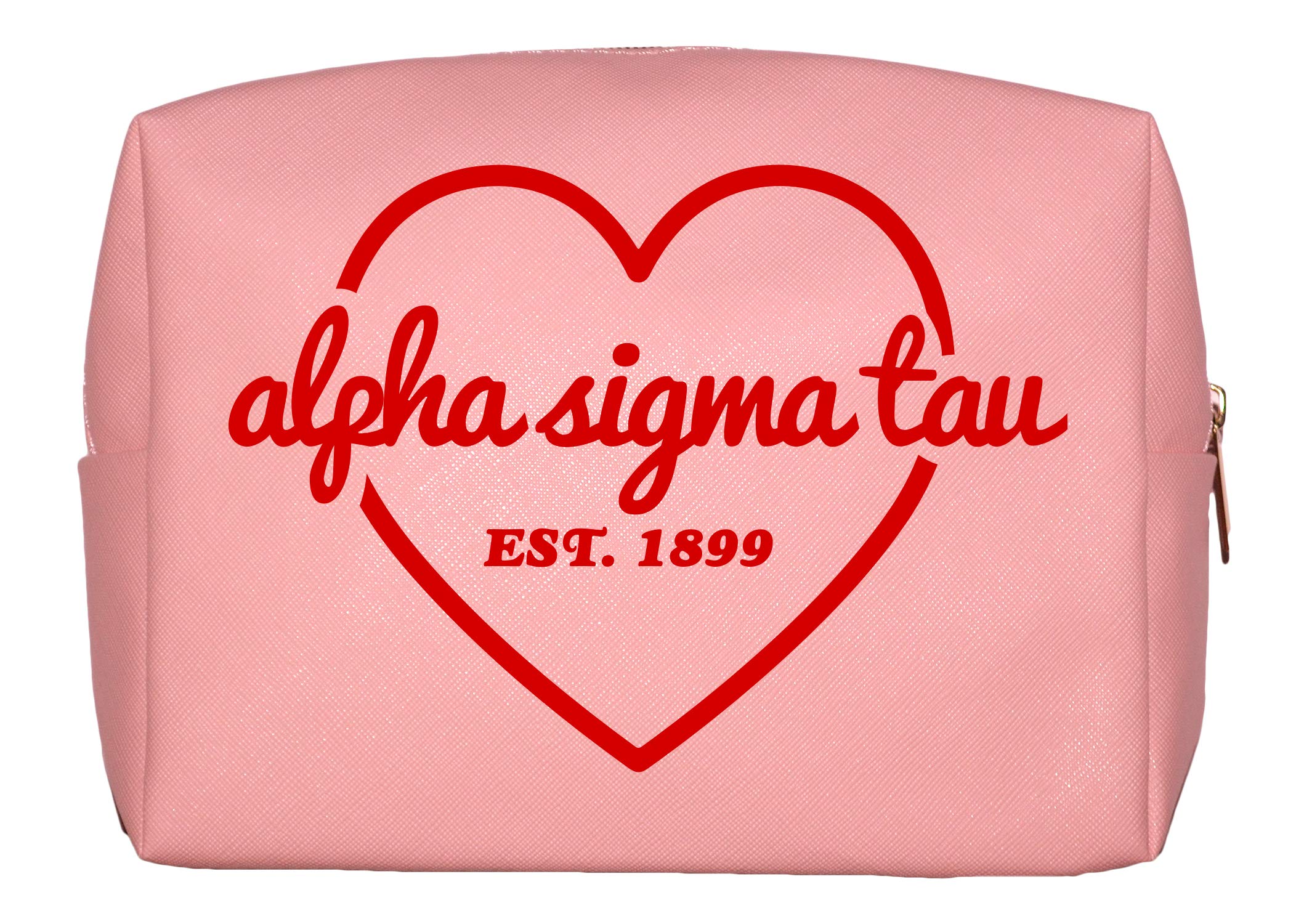 Sorority ShopAlpha Sigma Tau Makeup Bag - Multi-Purpose PU Leather, Water-Resistant Makeup travel bag with Licensed Design and Zipper Closure, Perfect Alpha Sigma Tau Sorority Gifts for Women