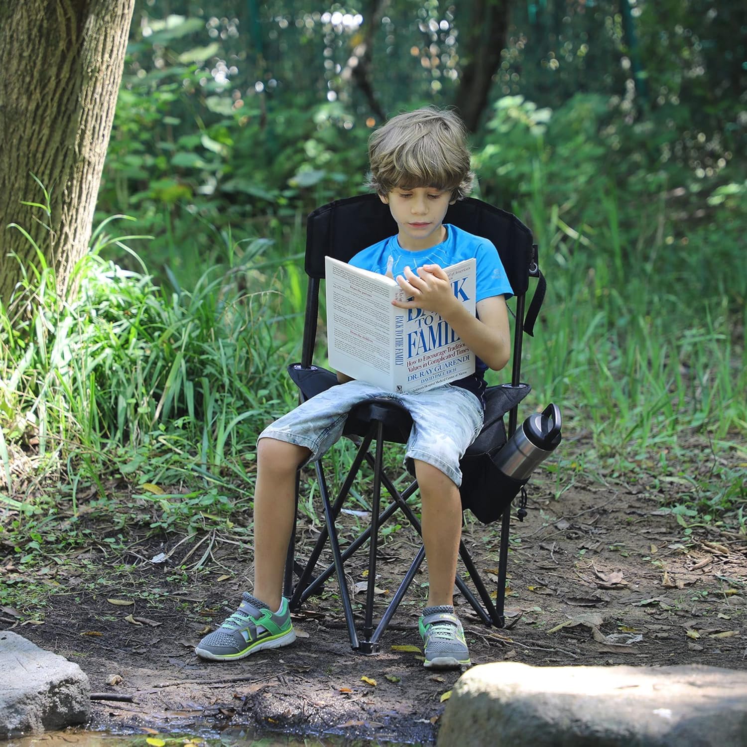 Portal Sgabello da campeggio pieghevole con schienale, portatile, piccola sedia per adulti, sgabello pop up, sedile da viaggio, alto e leggero, per escursionismo, escursionismo, festival, pesca,