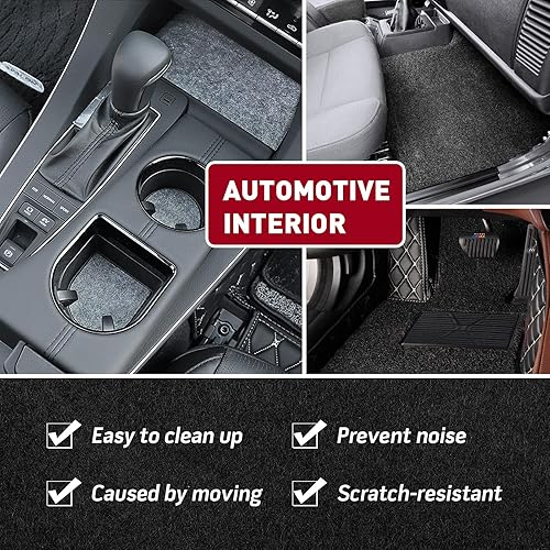 Miniatura 3 de MODIGT Alfombra de fieltro de alta calidad de 40 x 70 pulgadas para RV, barco, camión, caja de altavoces, revestimiento de puerta, escritorio (negro)