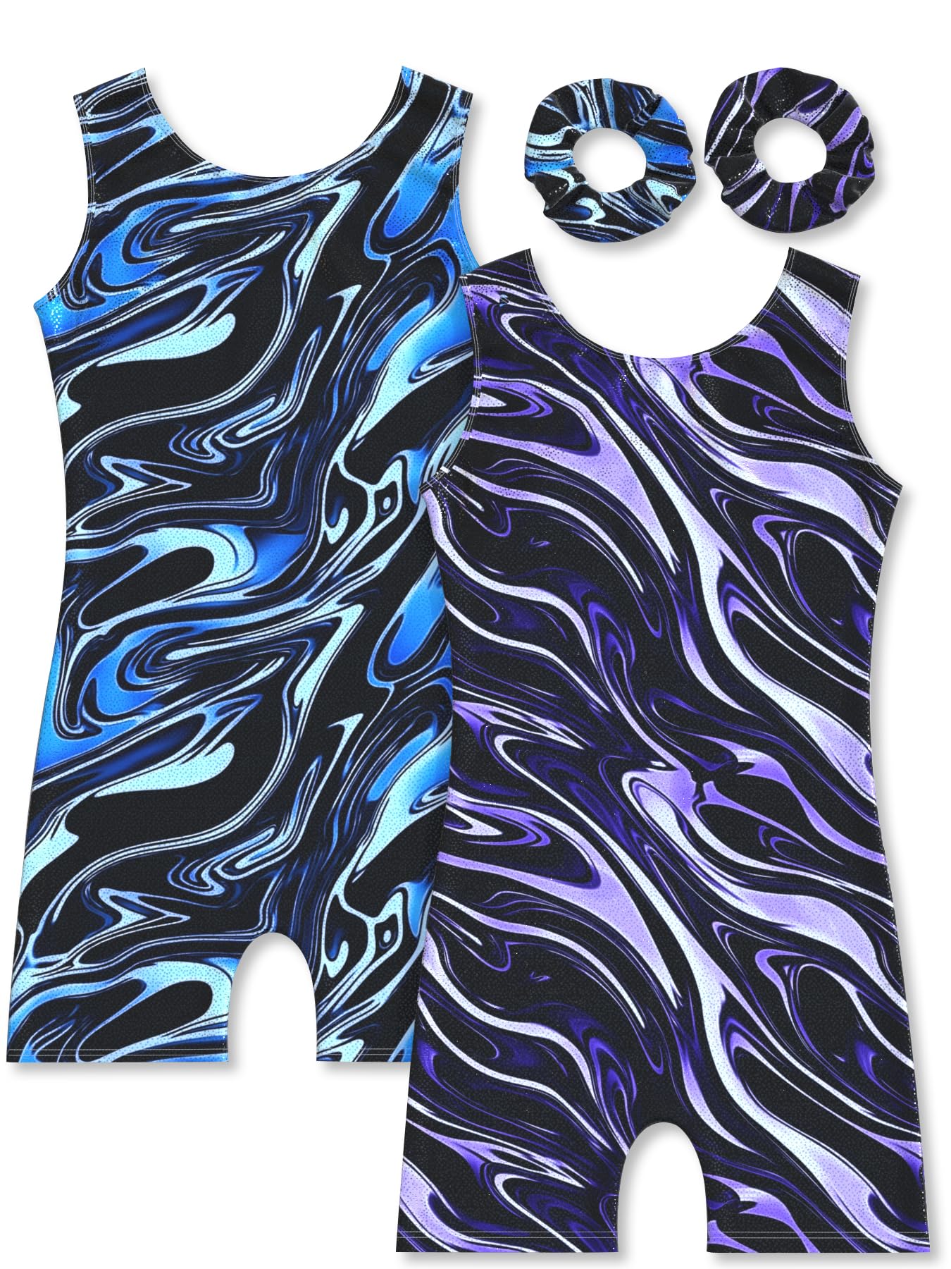 MOLLDAN Gymnastics Leotard for Girls Dance Biketard Unitards 2 Pack Tumbling Outfits for Kids