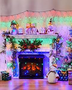 12 x 5FT 360 LED Christmas Net Lights Outdoor for bushes, Waterproof IP65 12 Modes Connectable Extendable Bush Net Christmas Lights Outdoor Mesh Light for Bushes, Tree, Yard, Garden, Multicolor