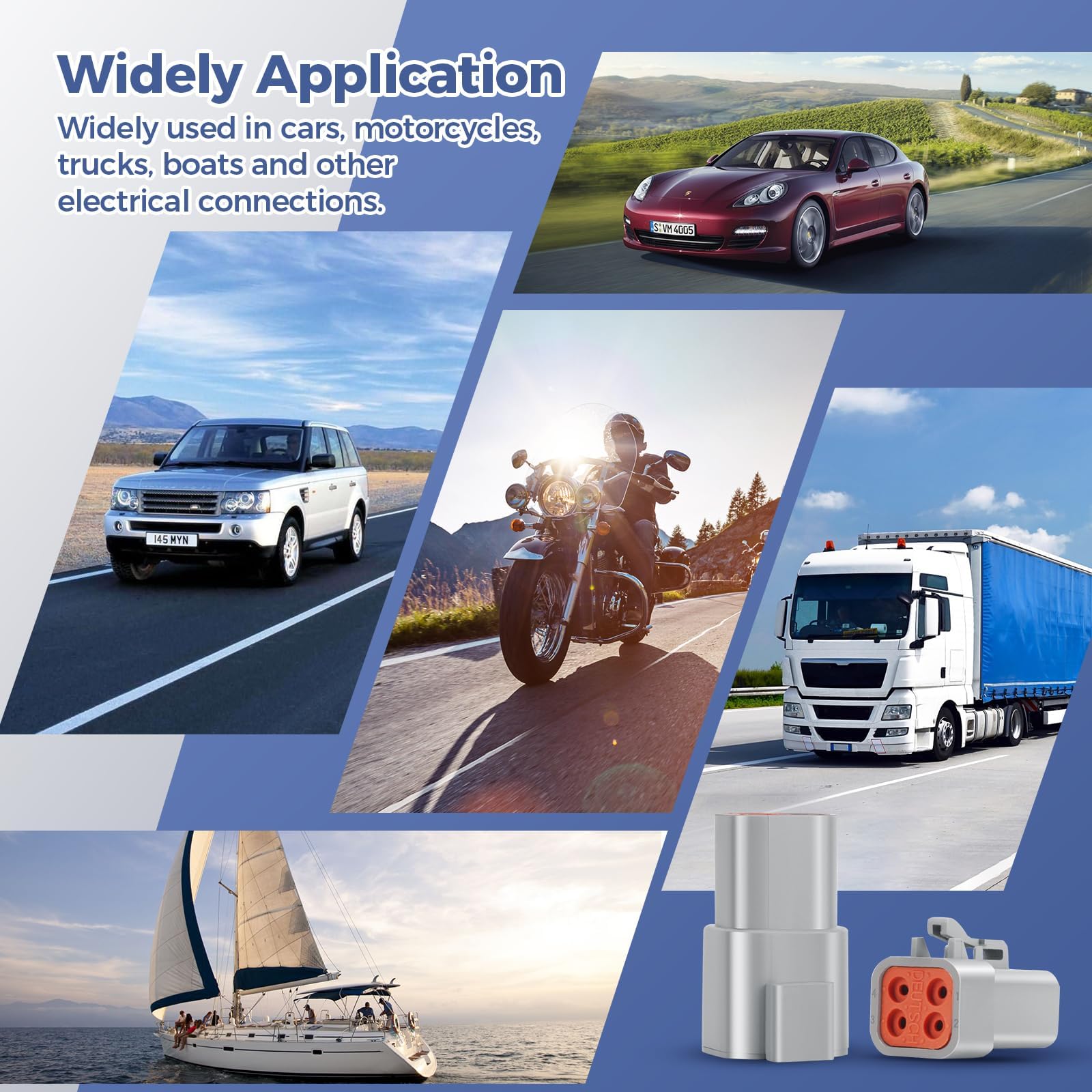 Unifizz 12 Kit Deutsch DTP Connector 2 Pin Waterproof Electrical Connectors, 12-14AWG 25A Automotive Plug & Receptacle Kit - Image 2