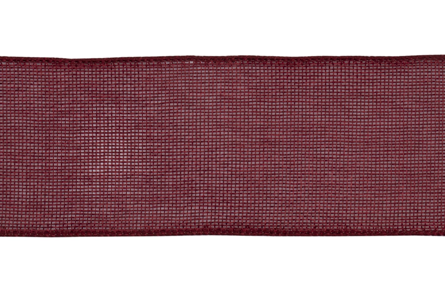 Ribbonitlux Burgundy Burlap Wired Ribbon, 75mm x 18 Meters, Wired Edge Burlap Ribbon for Gift Wrapping Big Bow, Wreath - Image 2