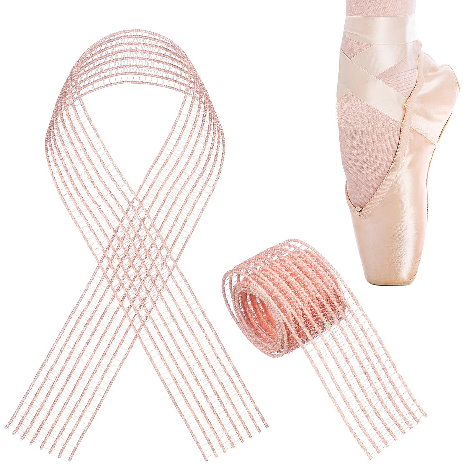 ORFOFE 2pcs Pink Elastic Ballet Point Shoes Belt Invisible Stretch Ribbon for Professional Pointe Dance Shoes Accessories