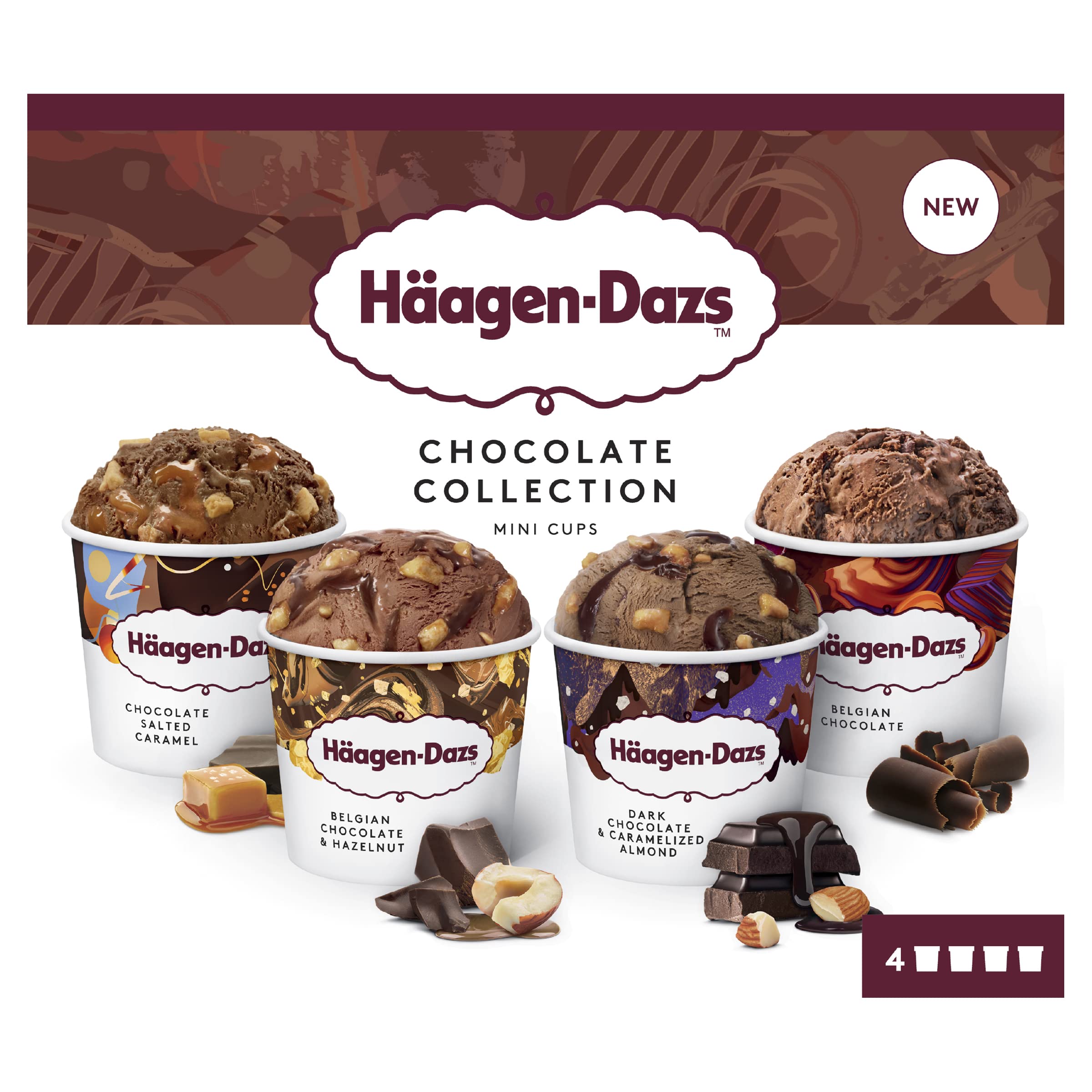 Buy HaagenDazs Chocolate Minicup Ice Cream Collection, 4 x 95ml
