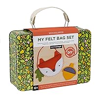 Vista 1 de Petit Collage Bolsa de fieltro de zorro bosque, bolsa cruzada para niños con cremallera de bellota a juego para niños, kit de costura