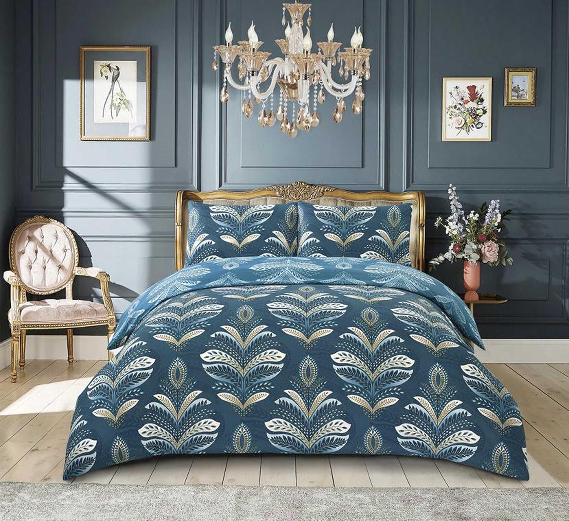 Cotton Rich Duvet Cover Set – Patchwork Floral Printed, Breathable Quilt Cover, Durable and Comfortable Bedding Set with Pillowcases (JASMINE TEAL, King)
