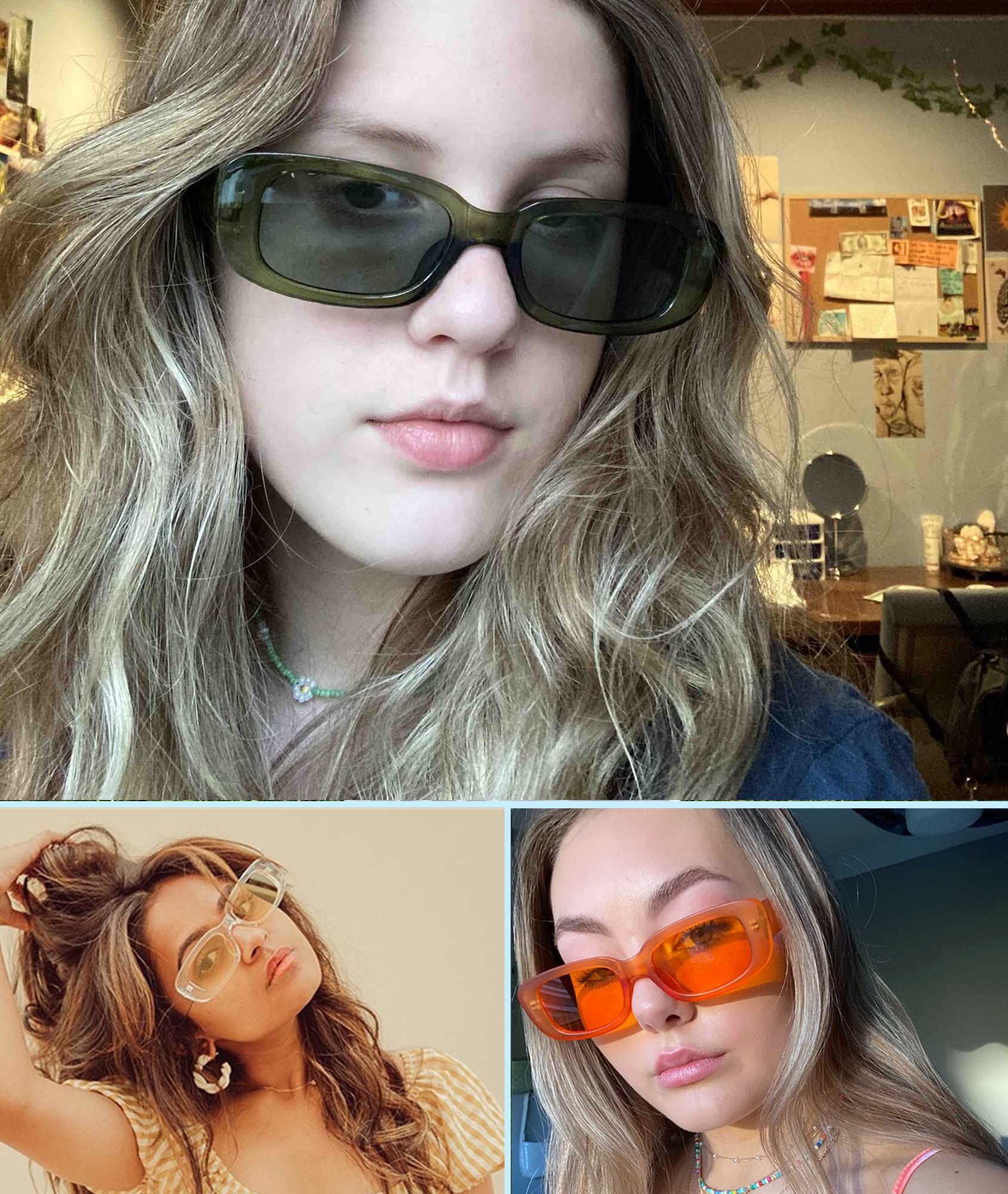 Lot De 10 Lunettes De Soleil Vintage Lunettes Rectangulaire Retro Trendy 90's Lunettes De Fête pour Femmes Et Hommes