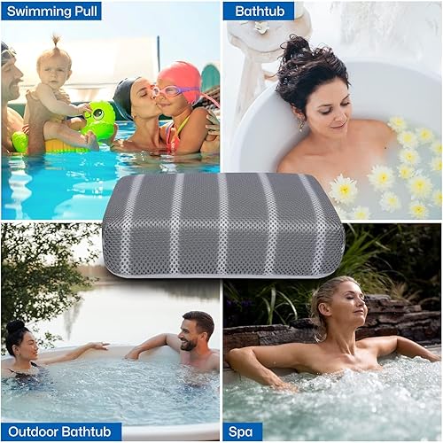 Miniatura 8 de Almohada de asiento elevador para bañera de hidromasaje, para uso en interiores o exteriores, 16 x 12 x 4.3 pulgadas, almohada pesada de spa con