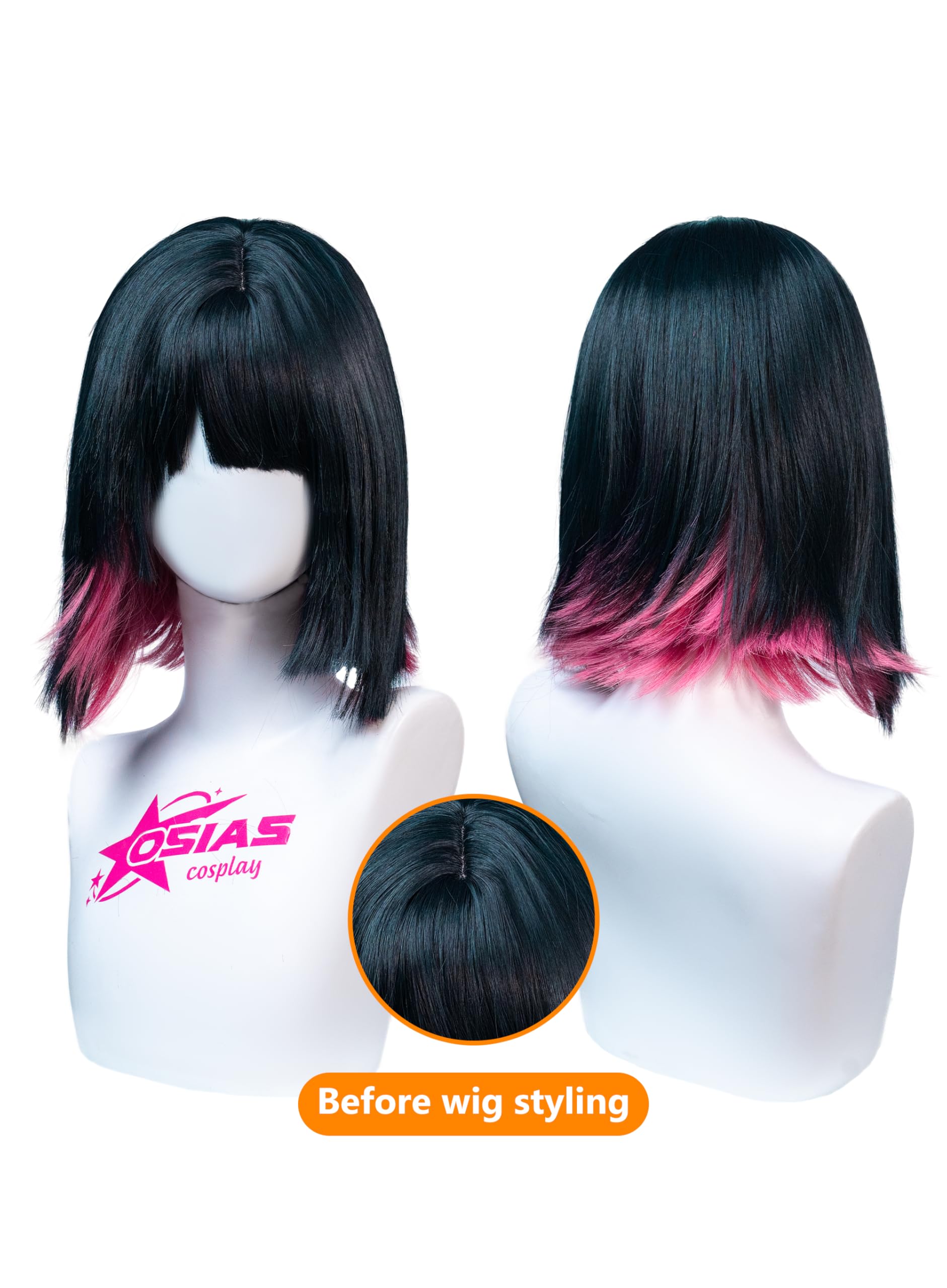OSIAS Ellen Joe Wig Blue Black Mixed with Pink Synthetic Heat Resistant Hair - Image 2