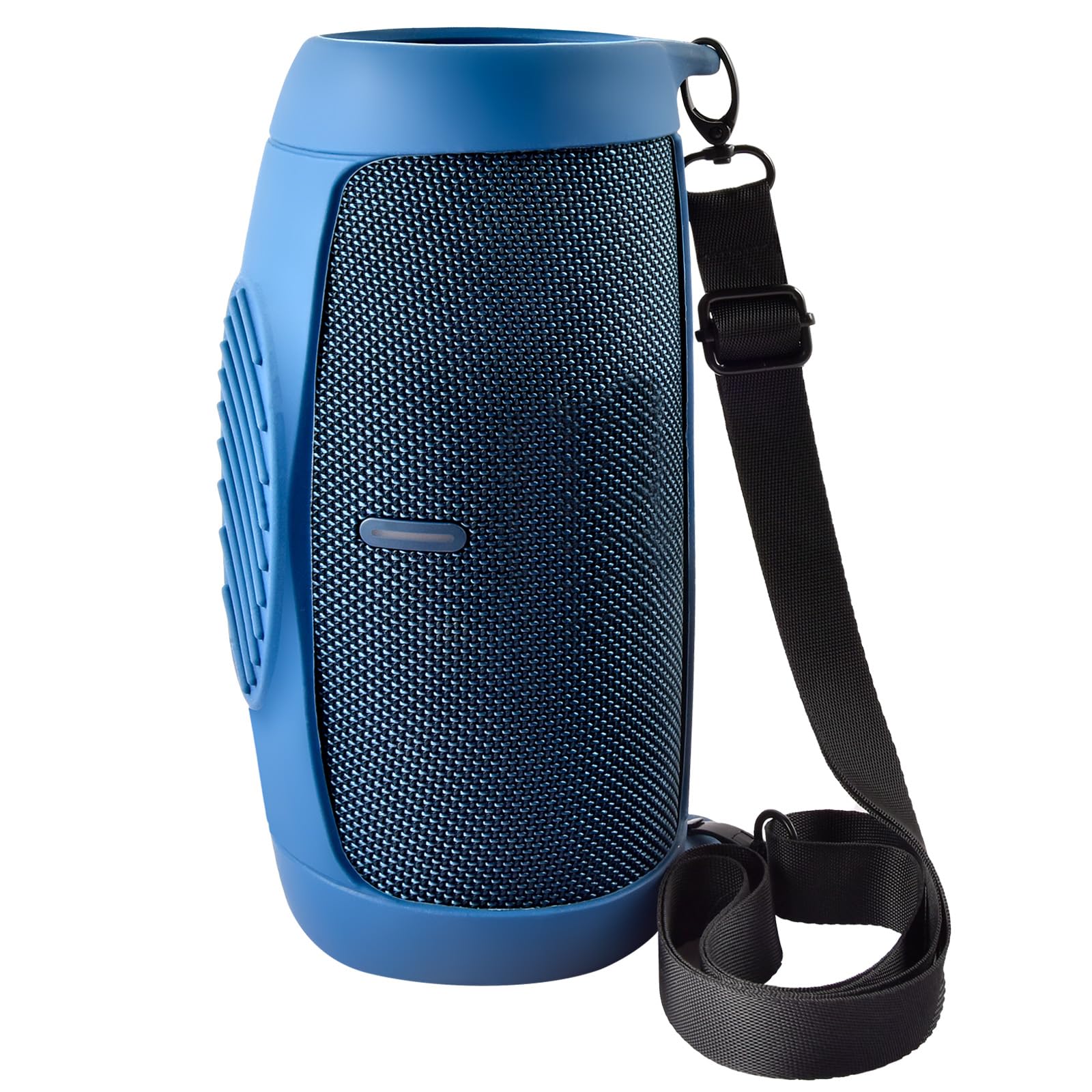 Silicone Cover Case for JBL Charge 5 Portable Bluetooth Speaker, with Shoulder Strap & Carabiner for Outdoor Traveler/Music Lover, Beach, Pool, Cycling, Hiking, Camping, Protective Pouch Only (Blue)