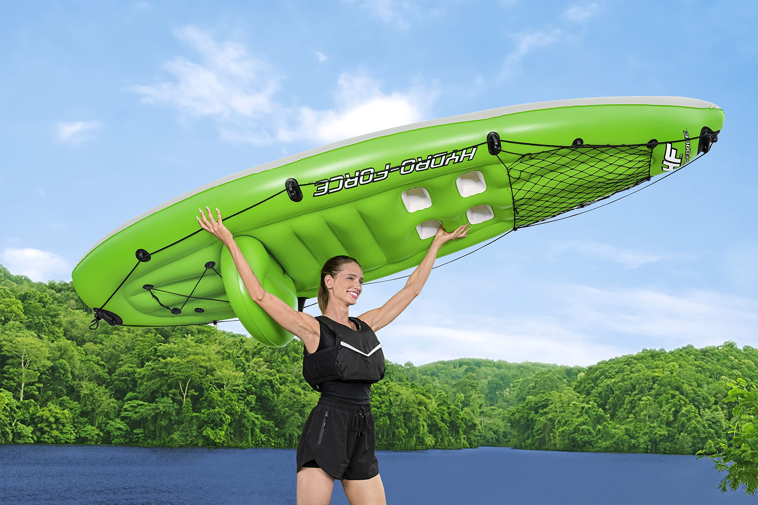 Bestway Hydro-Force Kayak Inflable Koracle Barco de Pesca con Bomba, Paleta y Bolsa