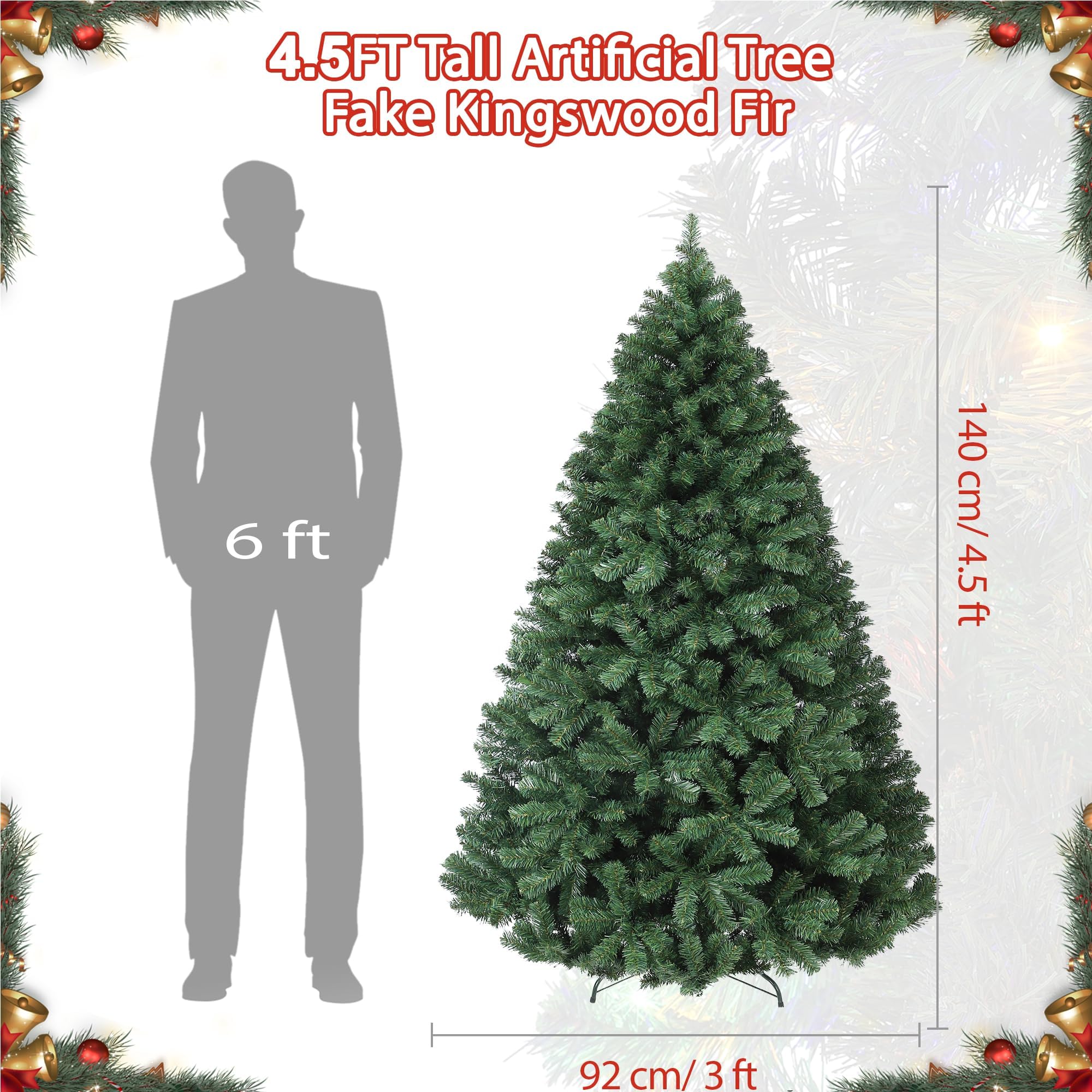 GarveeLife Sapin de Noël Artificiel Classique 137 cm