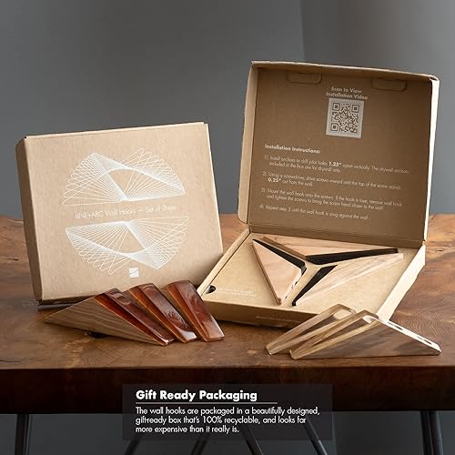 Miniatura 5 de Gancho de pared (juego de 3, transparente). Madera de olivo maciza y resina acrílica. Moderno de mediados de siglo, minimalista, escandinavo, para