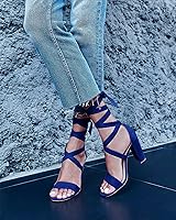 Vista 2 de Huiyuzhi - Sandalias de tacón alto y grueso para mujer, con correas para el tobillo