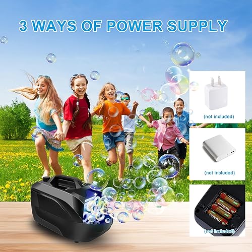 Miniatura 4 de Máquina de burbujas, soplador automático de burbujas con más de 5000 burbujas por minuto, máquina de burbujas portátil para niños y niños pequeños
