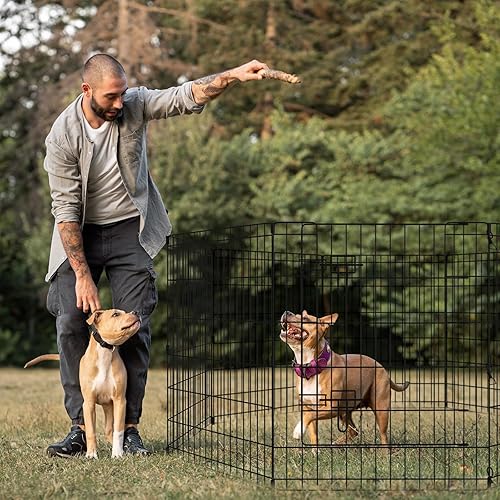 Miniatura 6 de Corral para mascotas, valla para perros, valla de alambre de metal plegable para interiores, para hacer ejercicio, patio, recinto para mascotas,