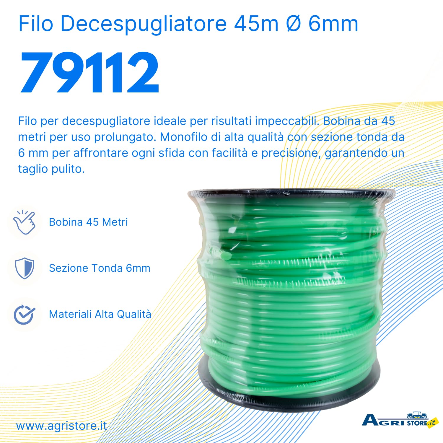 AMA Monofilo Decespugliatore 45 m Ø 6 mm Verde