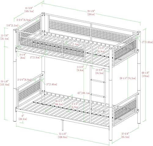 Miniatura 64 de Walker Edison Timothee - Litera de tamaño matrimonial sobre escritorio para la computadora, de metal, tamaño matrimonial, color blanco Blanco,Negro